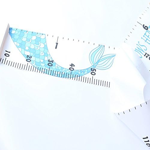 Kids Growth Chart, Wood Frame Fabric Canvas Height Measurement Ruler from Baby to Adult for Child's Room Decoration 7.9 x 79in (7.9 x 79in, Blue Mermaid)