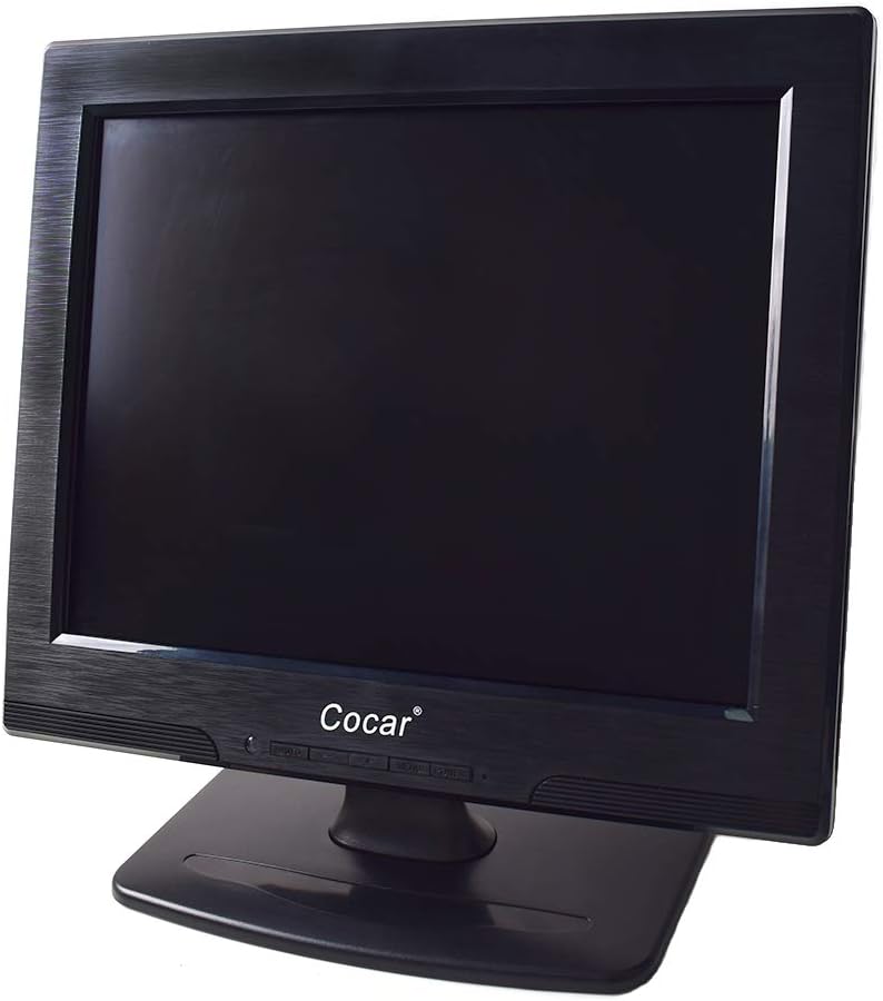 CCTV Monitor, 12 inch LCD Security Monitor HDMI VGA AV & BNC 4:3 HD Computer Display LCD Screen with 2 Built-in Speakers USB Drive Player for Home/Store Surveillance Camera STB PC 