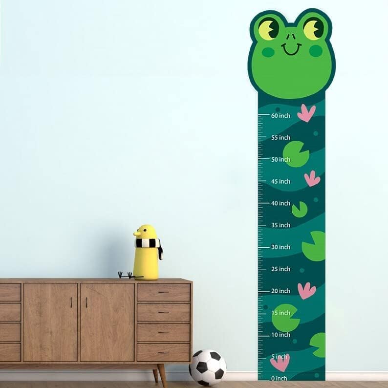 Kids Height Chart, Frog Theme Wall Sticker, Animal Wall Decal, Nursery Wall Art Sticker, Kids Room Growth Chart Wall Mural for Children