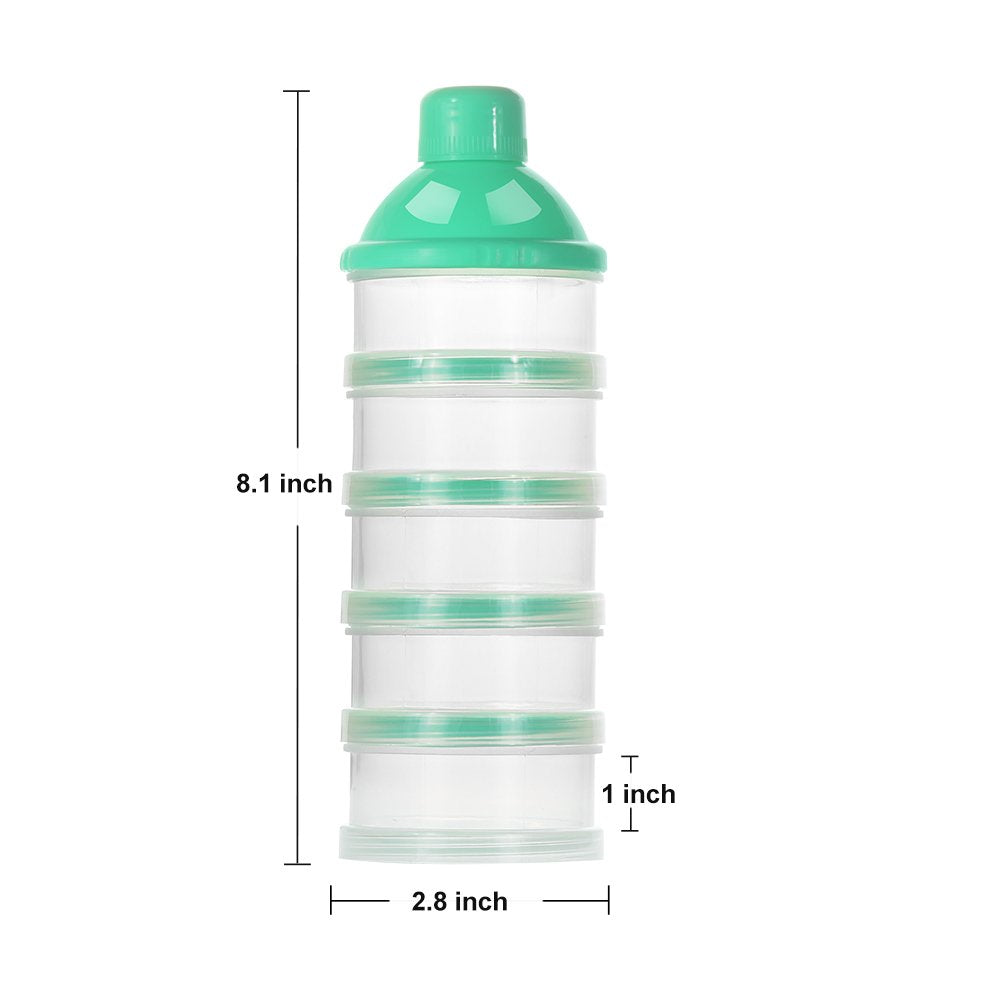 Accmor Formula Dispenser On The Go, 5 Compartments Stackable Formula Container for Travel, Baby Milk Powder Kids Snack Container, BPA Free