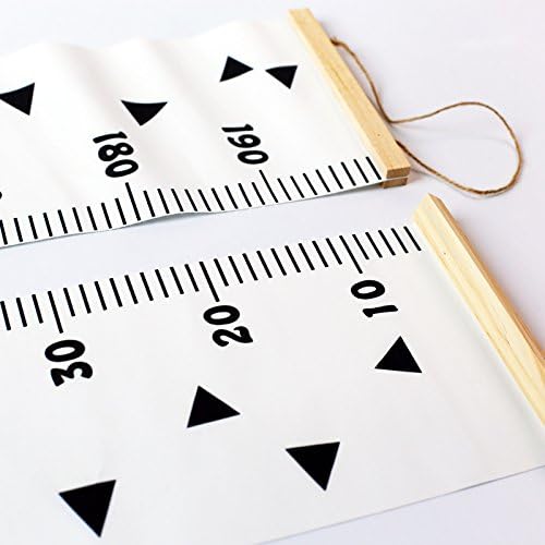 Kids Growth Chart, Wood Frame Fabric Canvas Height Measurement Ruler from Baby to Adult for Child's Room Decoration 7.9 x 79in (7.9 x 79in, Triange)