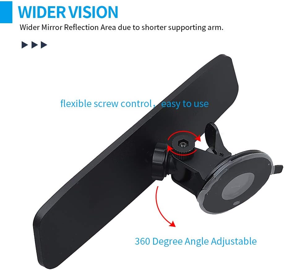 Adjustable Car Interior Rear View Mirror - Universal Cars Trucks SUV - 9.64 x 2.6 inch (Blue)