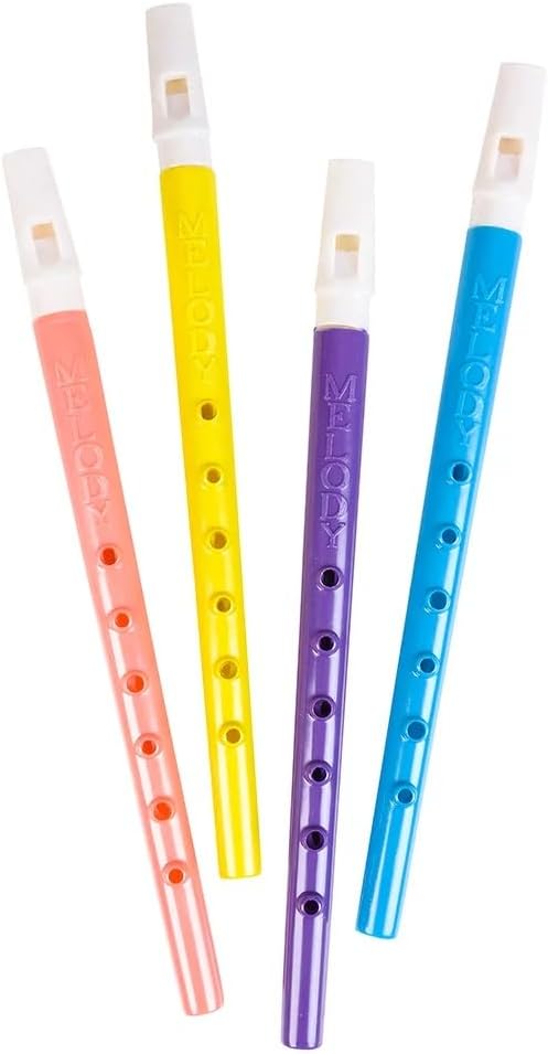 Assorted Colors Plastic Flutes (11") 6 Holes. Musical Wind Recorders Sound Instrument for Kids Toy for Music Party Favors Supplies (24 Flutes)