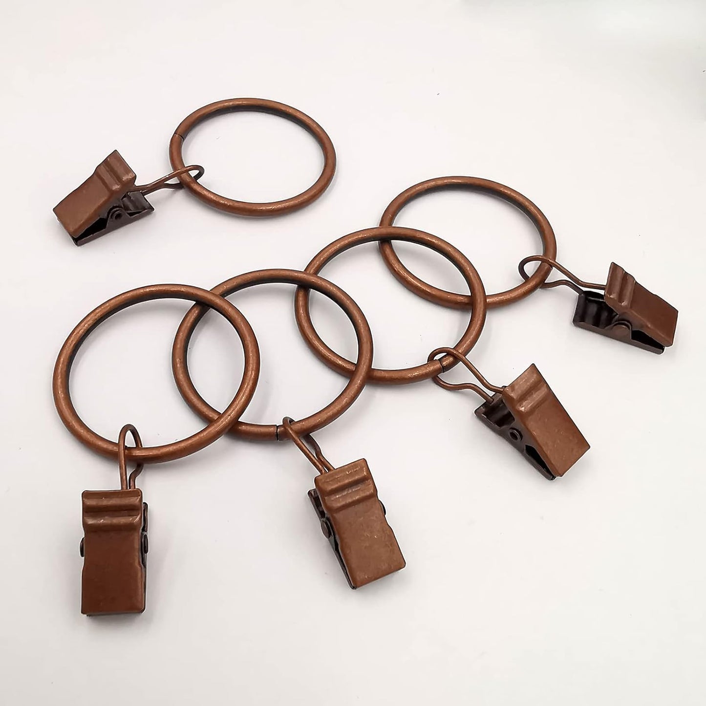40 Pack Antique Copper Curtain Rings with Clips, Curtain Hooks Hangers Clip Rings for Hanging Drapes Bows Hat, Drapery Rings 1.26 in I D, Fits up to 1 in Diameter Curtain Rod.