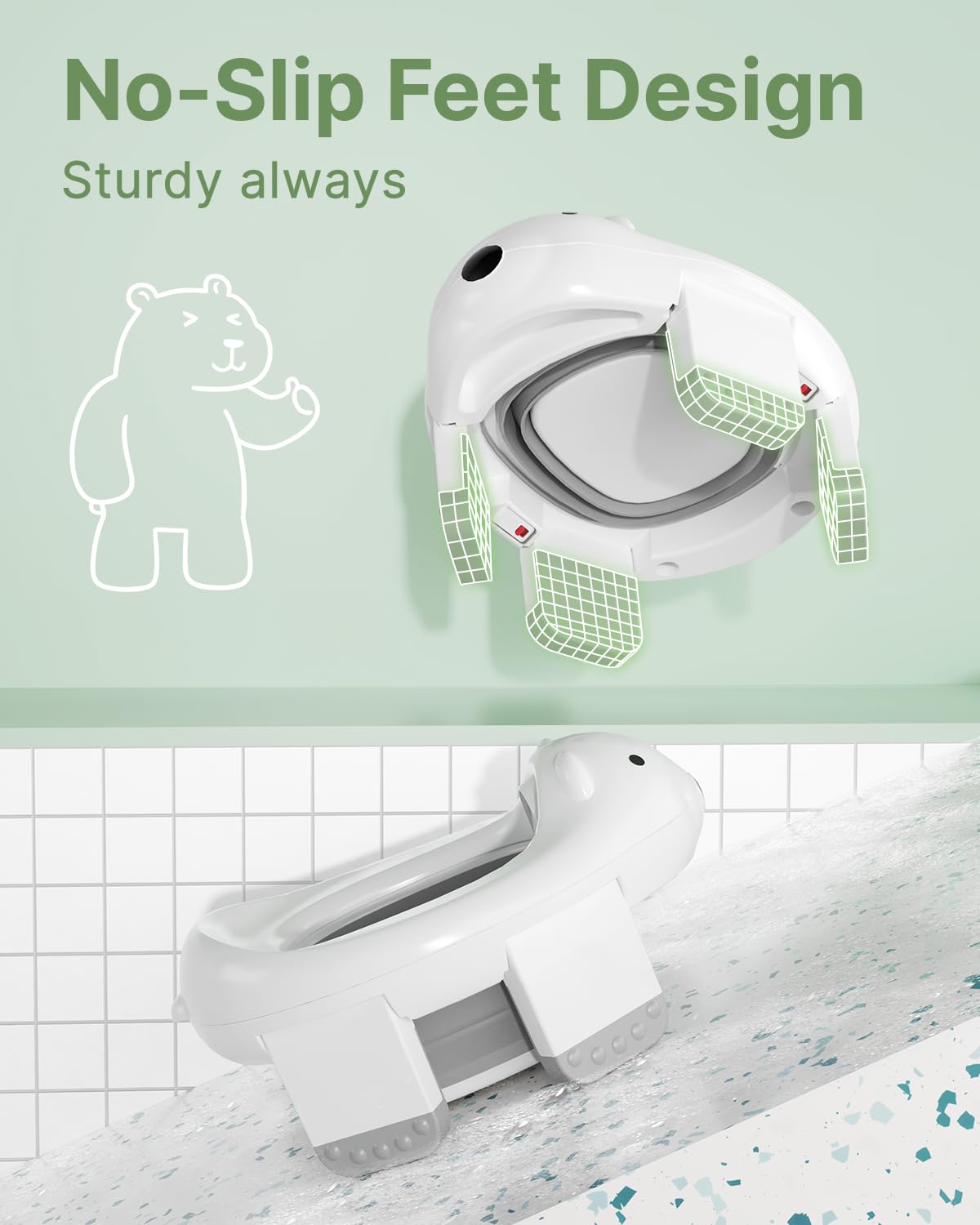 2 Pack Portable Potty Seat, 2 in 1 Travel Potty Seat for Toddlers with Liner Bags, Safety Locks and Polar Bear Design, 12 Months+(2 Pack)