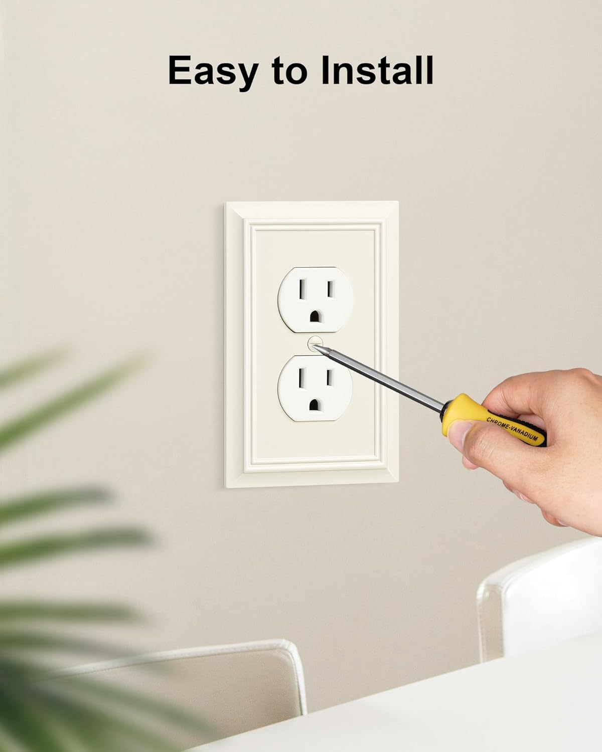 2-Pack Duplex Outlet Cover Plate, Decorative Light Almond Switch Plates and Outlet Covers, Natural Bamboo Fiber Wall Plates for Electrical Outlets, 1 Gang Receptacle Cover, Corrosion Resistant