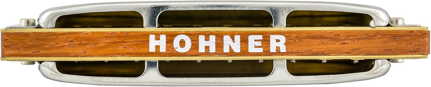 Hohner Harmonica 532 Blues Harp MS - Key of F Bundle with Zip Case, Harmonica Beginner Manual, and Austin Bazaar Polishing Cloth