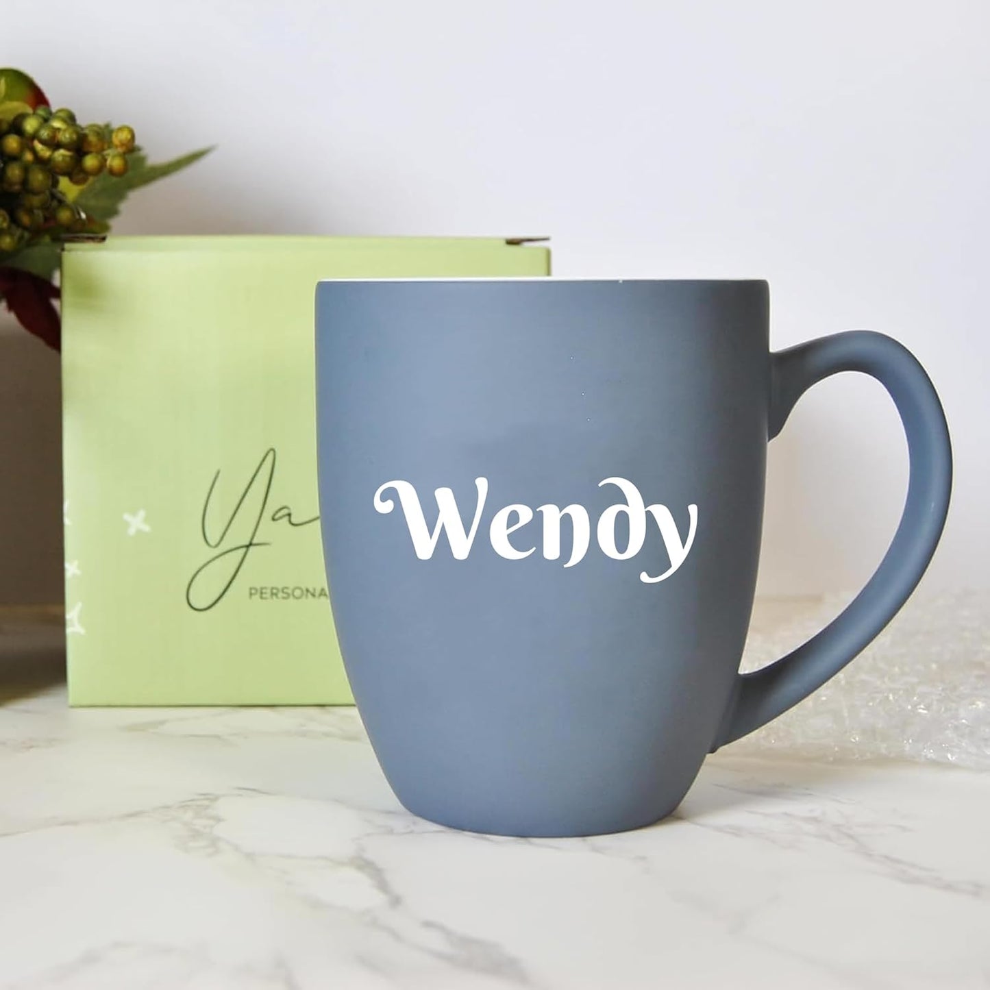 Personalized Coffee Mug Engraved with your Custom Text - Customized Coffee Mugs, Hot Chocolate Mug, Tea Cup, Birthday Gifts, Retirement Gift (Engraved Custom Text, Matte Grey)