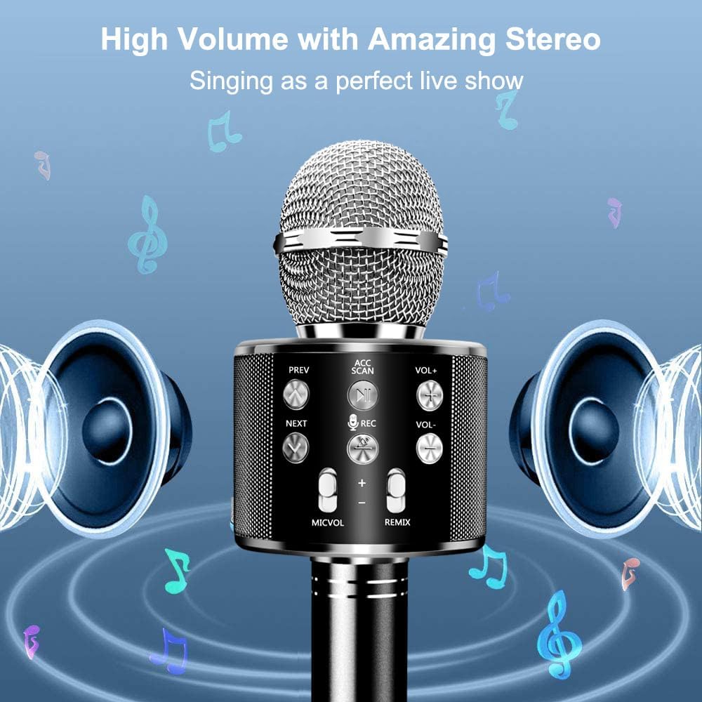 Microphone for Kids, Voice Changing Karaoke Micorphones Boys Girls Gifts for Kids Party Singing Microphone, White Elephant Gift for Adults