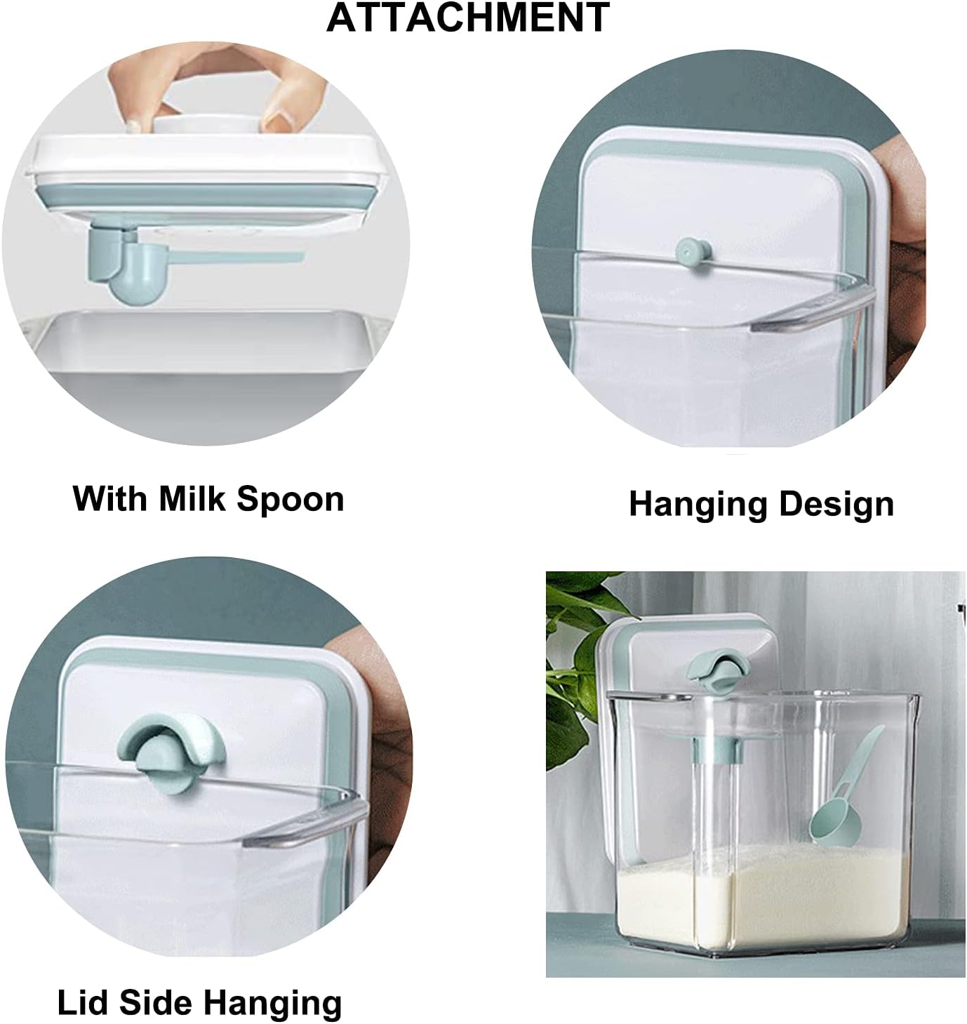 Airtight Food Storage Container Formula Dispenser with Spoon BPA-Free Milk Powder Container for Home Travel 2000ML / 2.0 Qt, No Scraper Design