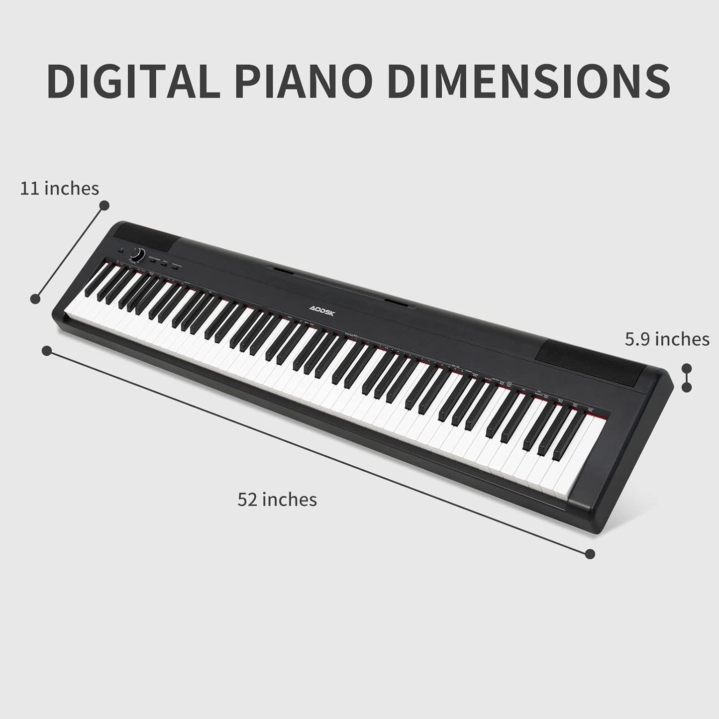 AODSK Digital Piano 88 Key Weighted keyboard Piano with Portable and stable U stand, Full Size Weighted Keyboard, with 3-Pedal Unit, 2x15W Stereo Speakers, MP3 Function, Black, Piano Lessons