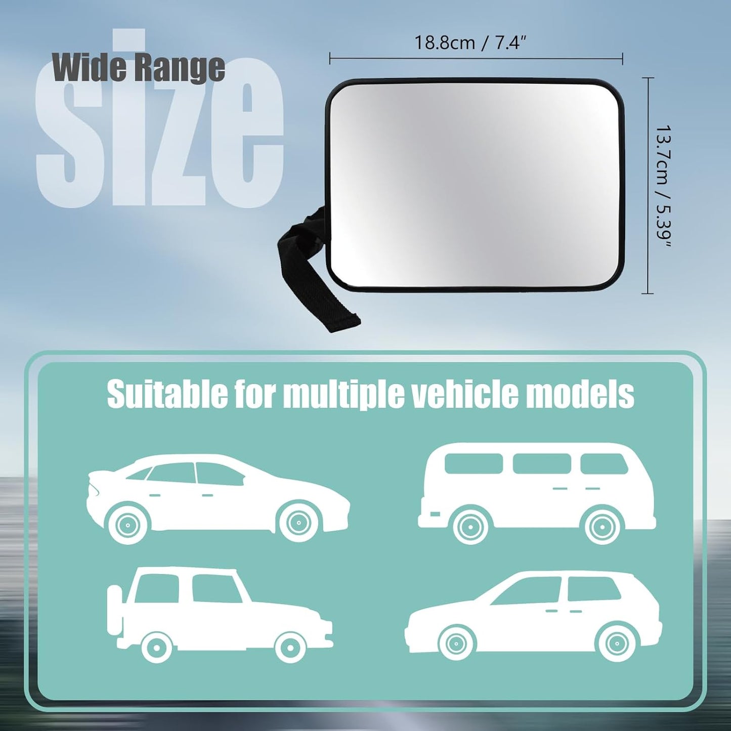 Baby Car Mirror, Universal Fit, Headrest Mount, Shatterproof, Stable, Easy Install, Compatible with Most Cars & SUVs