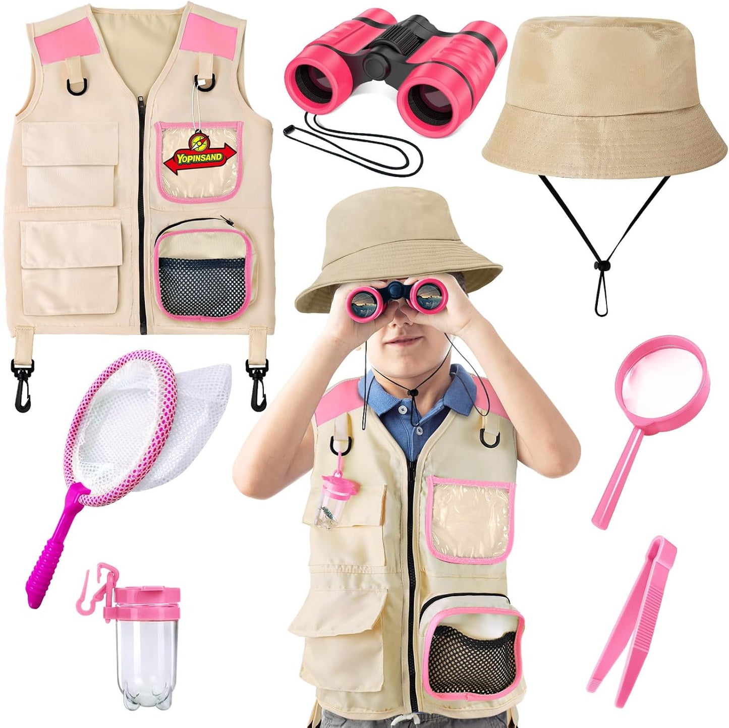 Kids Explorer Kit & Bug Catcher Kit, Kids Camping Gear for Kids, Outdoor Exploration Set with Vest & Hat, Ideal Outdoor Camping Adventure Toys for Ages 3 4 5 6 7 8 Boys Girls