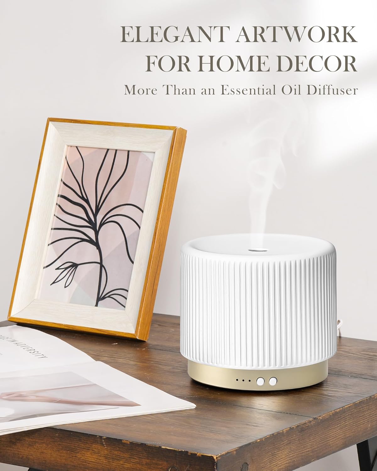 280ml Ceramic Essential Oil Diffuser,Ultrasonic Cool Mist Decorative Aromatherapy Diffuser with Auto Shut-Off,Quiet Operation,3 Timer Settings for Large Rooms,Home,Office,SPA,Yoga & Bedroom