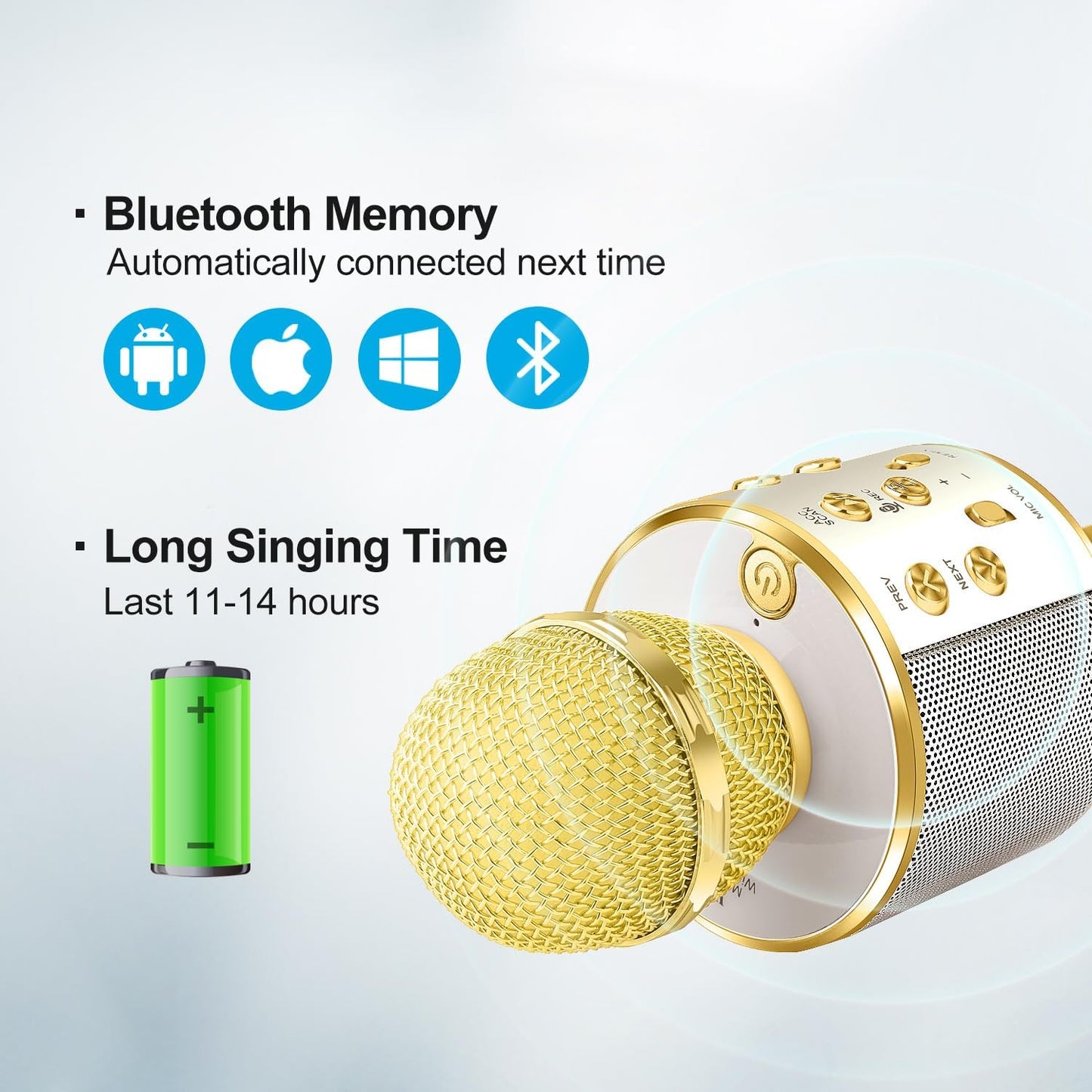Microphone for Kids Voice Changer Karaoke Microphones Boy Girl Gifts Age 3-12 Portable Child Microphone Karaoke Kid Wireless Bluetooth Microphones Birthday