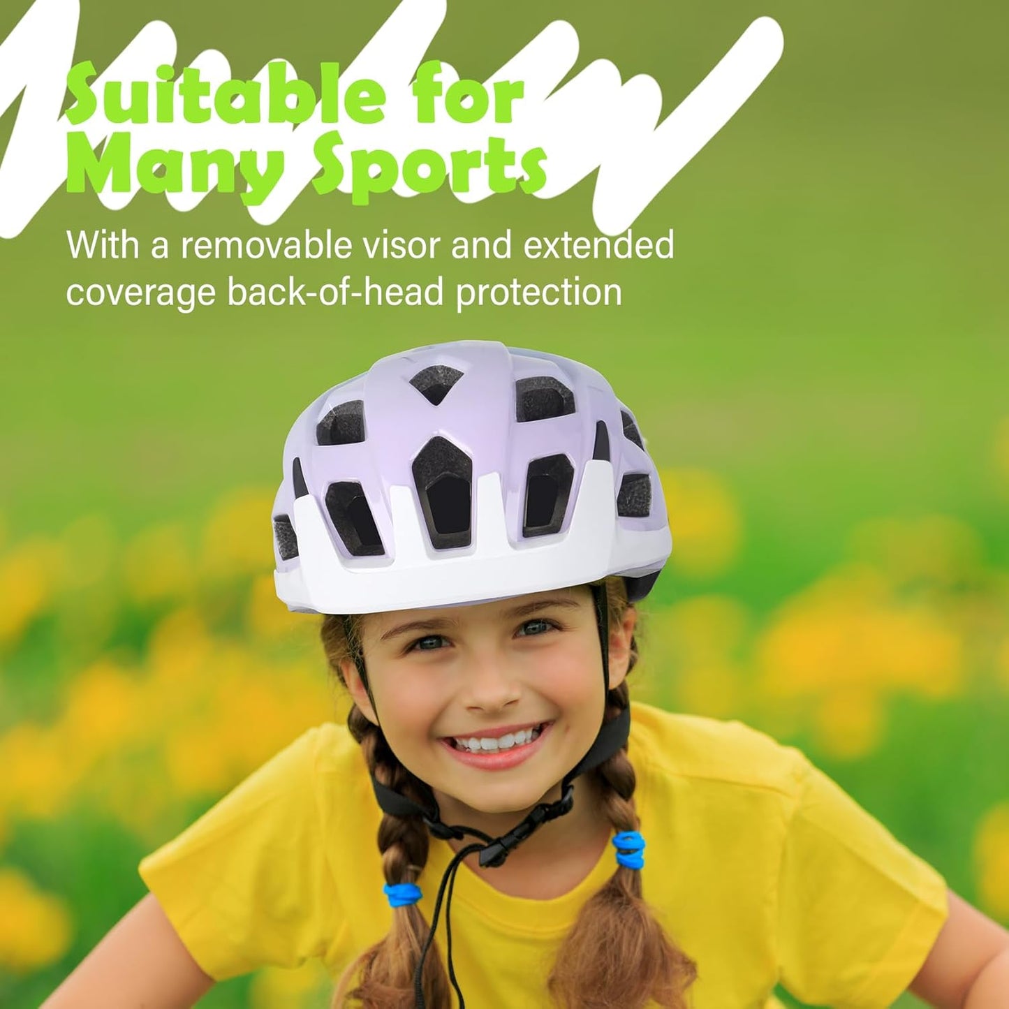 Kids Bike Helmet, 2 Size Adjustable for Youth Toddler Boys & Girls 3-5-8-10-12-14 Years, Child Helmets with Visor for Skating Cycling Scooter