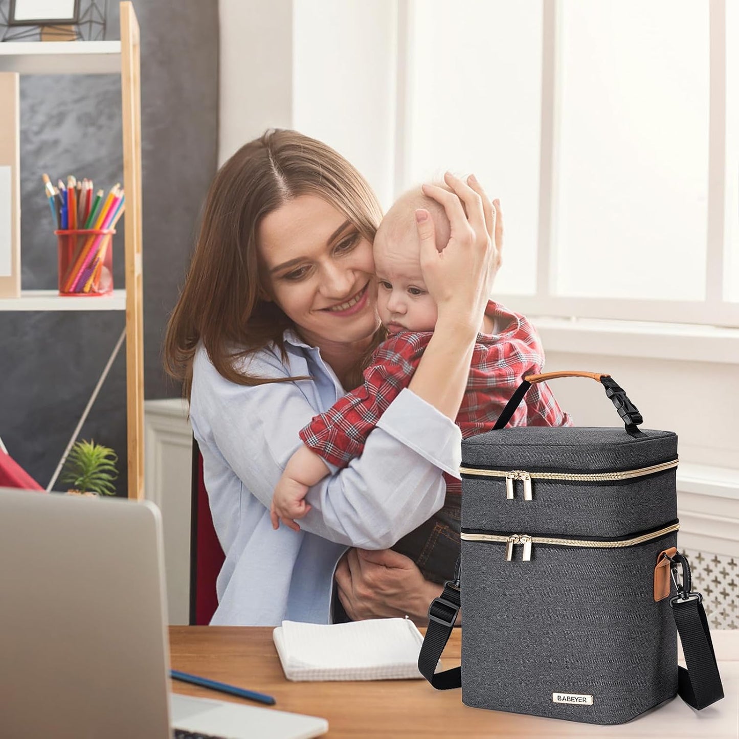 Breastmilk Cooler Bag with Ice Pack Fits 6 Baby Bottles Up to 9 Ounce