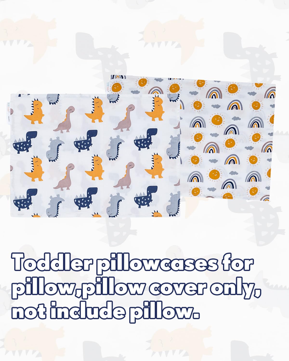 ALVABABY Toddler Pillowcases 2 Pack Organic Cotton Kids Pillow Cover Fit 13"x 18" or 12"x22" Envelope for Girl Boy Sleepy Travel