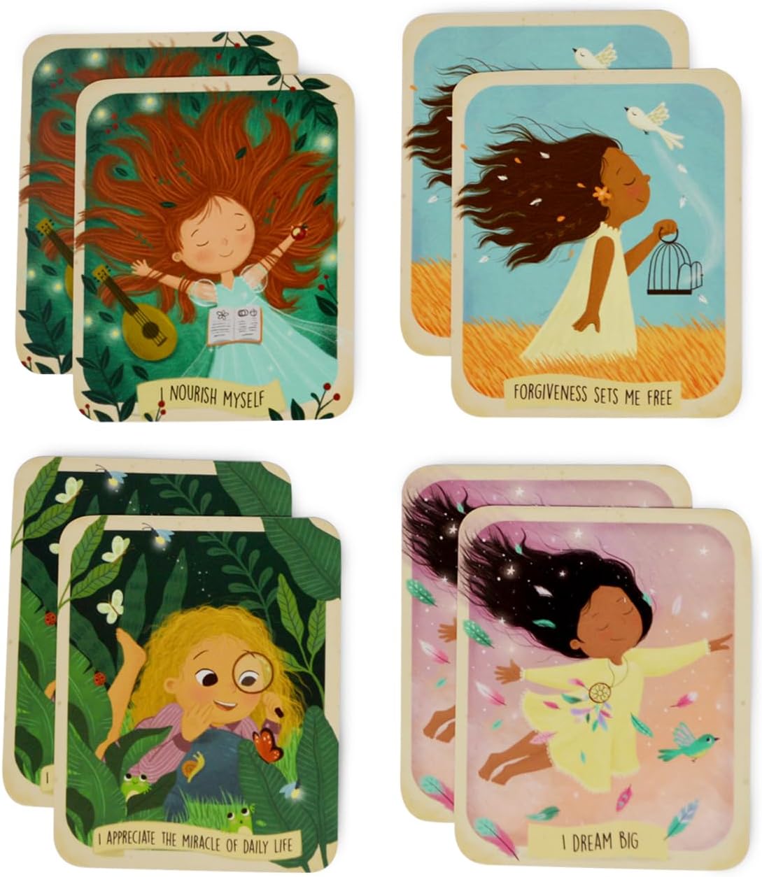 Menique Shine Memory Matching Game – 80 Cards (40 Pairs) with Positive Affirmations for Brave Girls – Motivational & Mindful Matching Game for Confidence and Self-Love