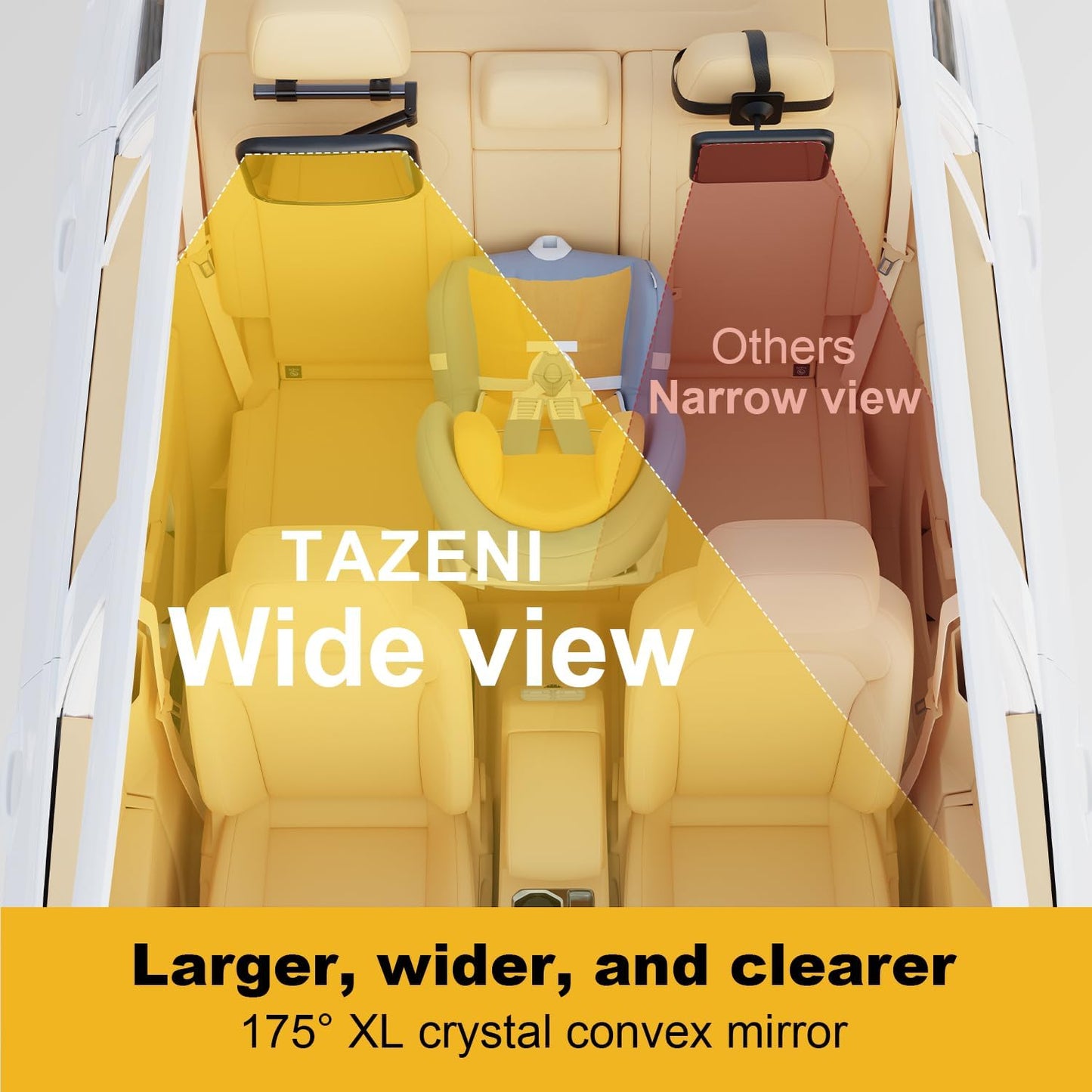 Baby Car Mirror, Stretchable 360° Caring Baby Mirror for Car Seat Rear Facing Seat Infant Shatterproof, Baby Essentials for Newborn, Crash Tested and Certified