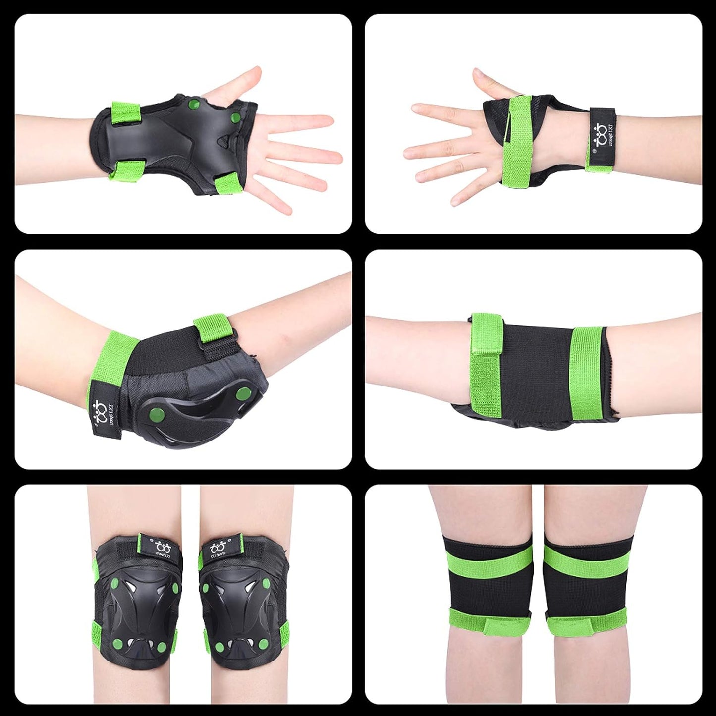 TXJ Sports Knee Pads Elbow Pads with Wrist Guards Protective Gear Set for Kids Youth Skateboard Sports Skateboarding Roller Skating Bicycling 6 in 1