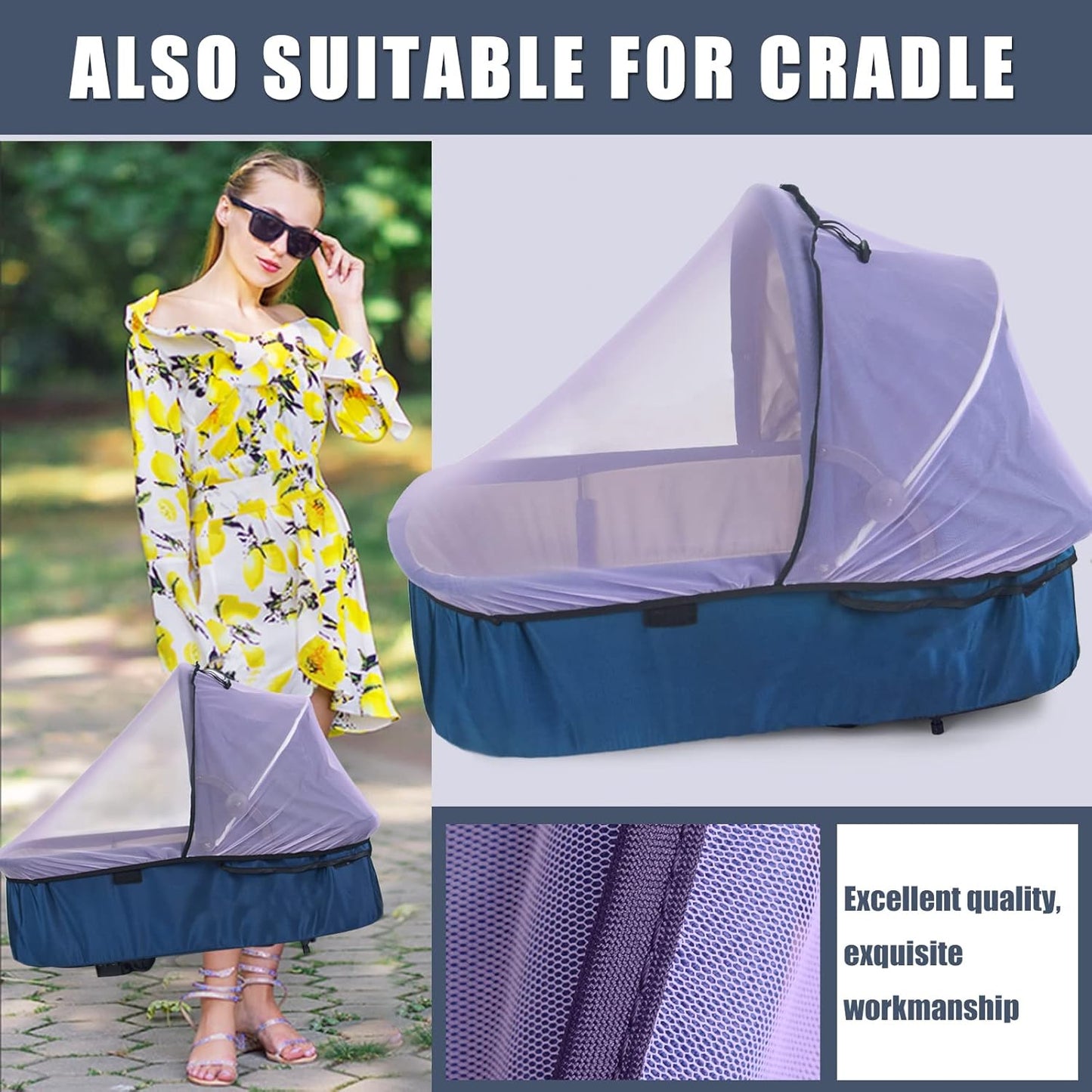 Mosquito Net for Baby Car Seats, Infant Car Seat Insect Mesh Net, Breathable, Universal Fit for All Car Seats, Premium Quality: Machine Washable Durable & Long Lasting Infant Insect Netting (Purple)
