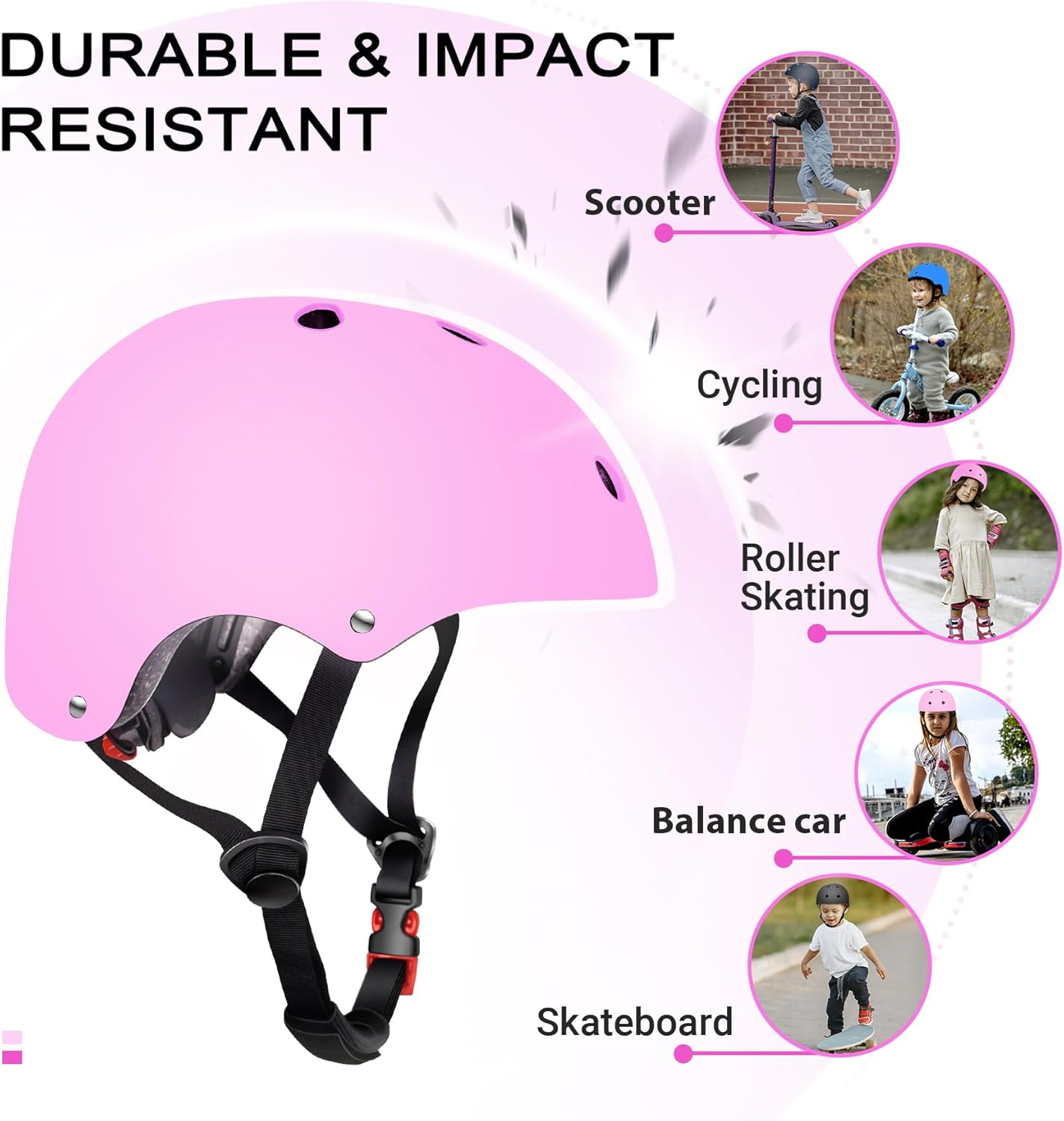 Kids Helmet for 2-3-5-8-14 Ages Girls and Boys, Ventilation and Impact Resistance Toddler Helmet for Multi-Sport Bicycle Scooter Inline Roller Skate and Skateboarding