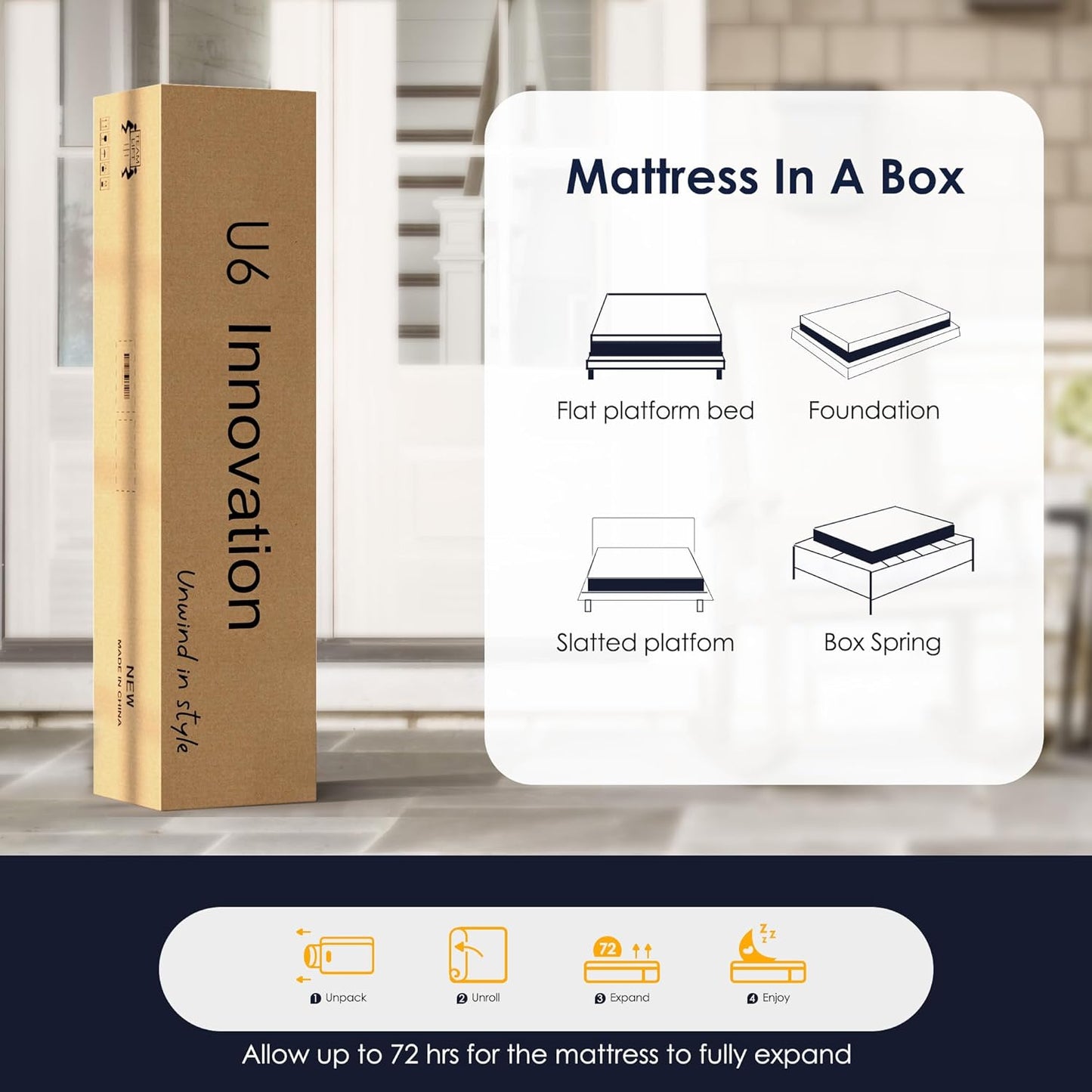 14 Inch Gel-Infused Memory Foam Mattress Full Size,Medium Soft with Removable Washable Cover Cooling Gel Bed in a Box,CertiPUR-US Certified,54"X75"X14" Navy Blue