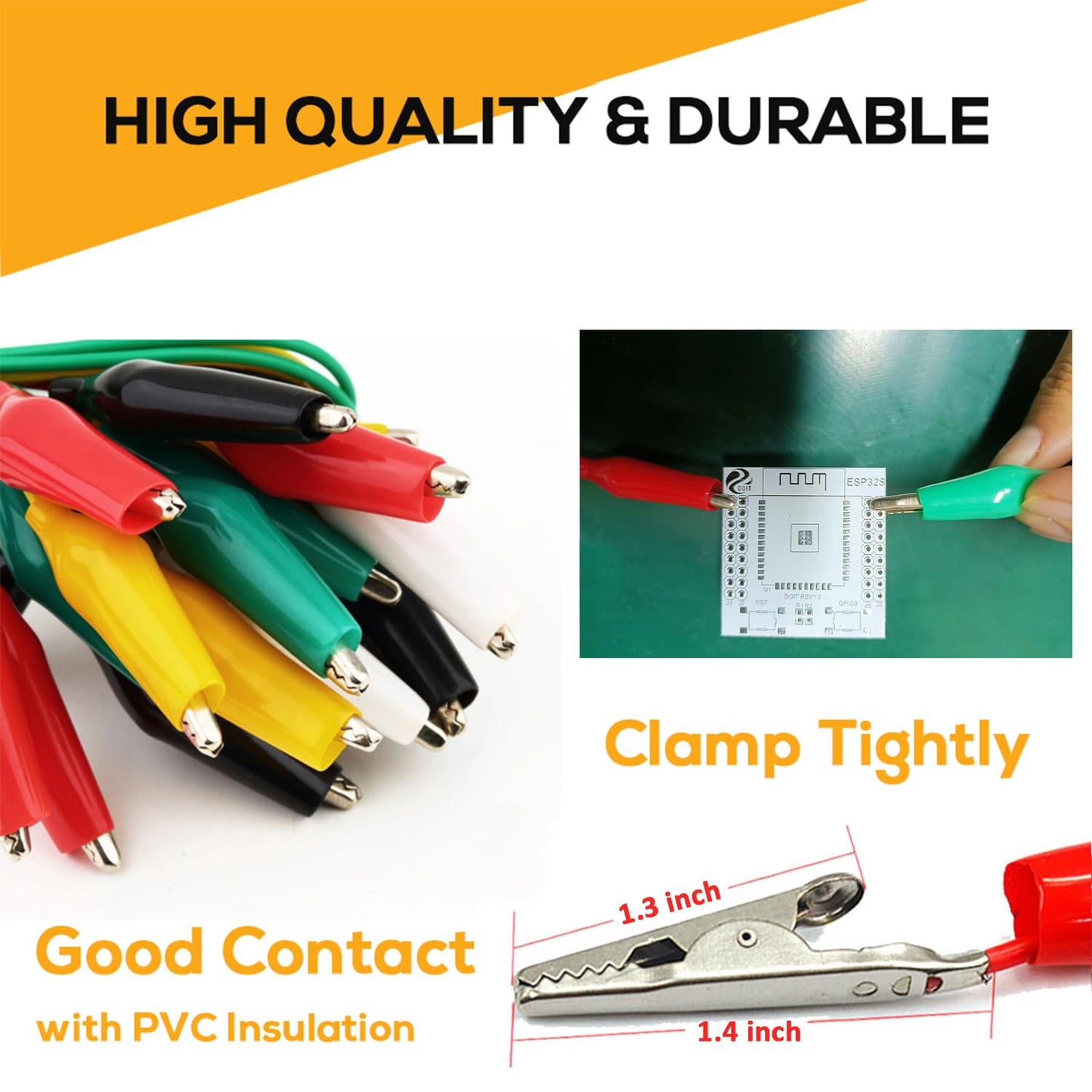 10PCS Premium Alligator Clips Electrical, 5 Colors Test Leads with Testing Probes, Crocodile Jumper Wires Cable with Alligator Clips for Electrical Testing, Circuit Connection, Electronic Experiments