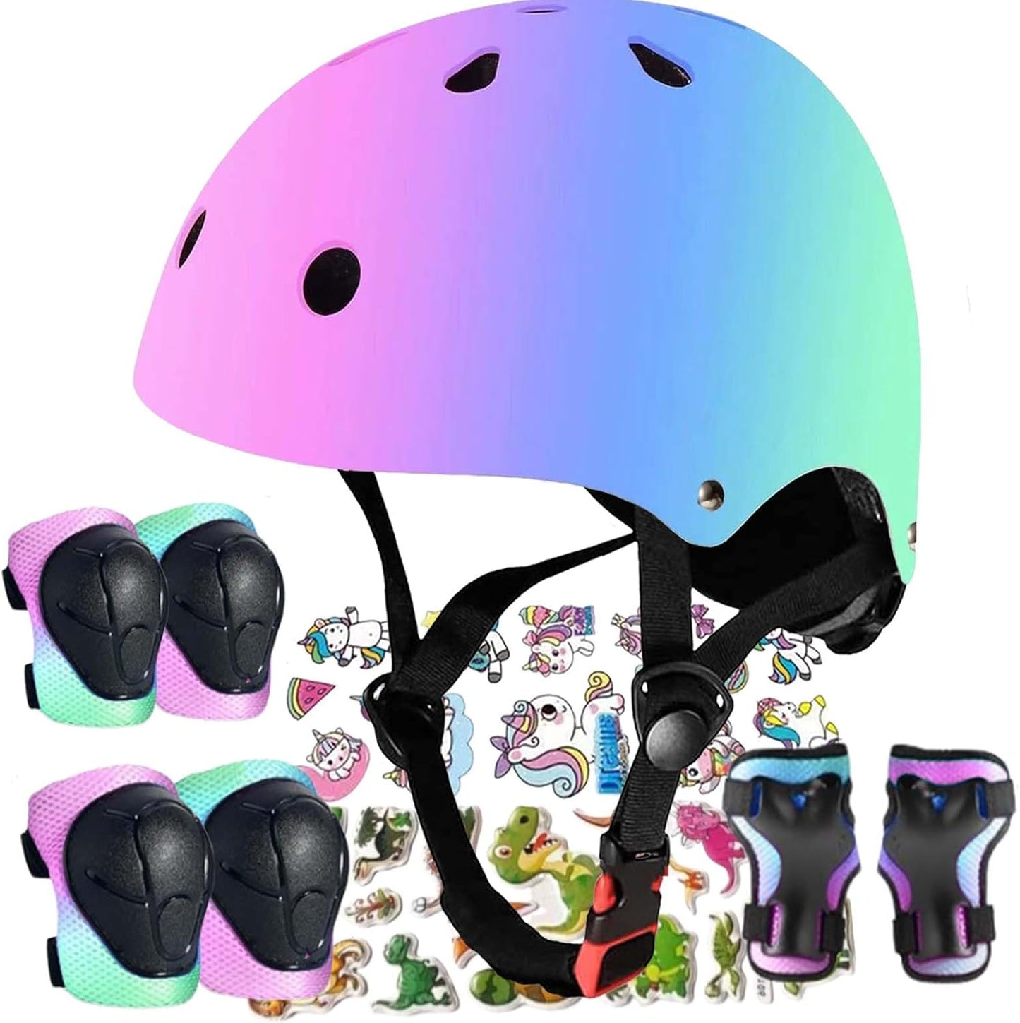 Kids Helmet,Toddler Skateboard Helmets for Ages 2-3-5-8-14 Years Boys Girls with Knee and Elbow Pads Wrist Guards fit Roller Skates,Skateboarding,Skating Scooter Adjustable Kids Helmet