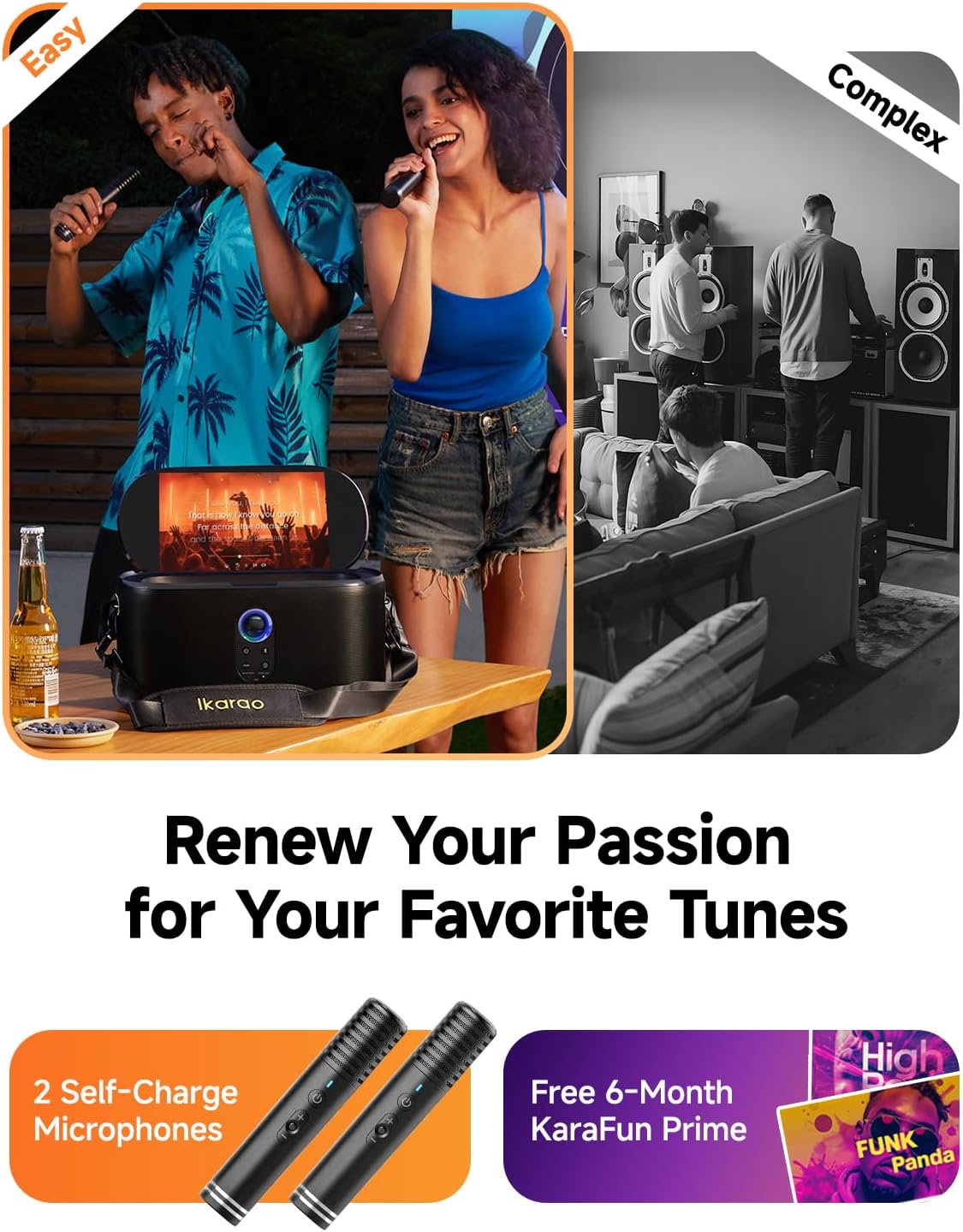 Karaoke Machine for Adults, with Lyrics Display, Karaoke System for YouTube, 280W Speaker, Autotune & EQ, Connect to TV, Portable PA System with 2 Wireless Microphones for Home Outdoor Party