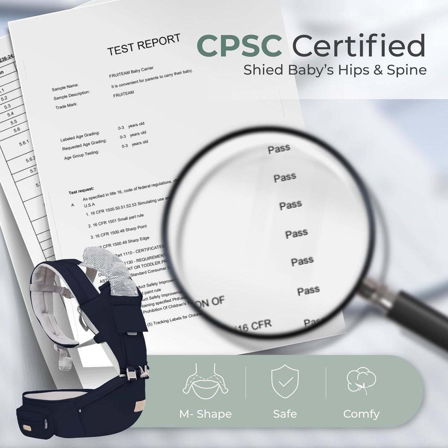 FRUITEAM Baby Carrier Newborn to Toddler, 6-in-1 Ergonomic & Adjustable Baby Carrier with Lumbar Support for All Seasons, Hands-Free, Adapt to Newborn, Infant & Toddler (Navy)