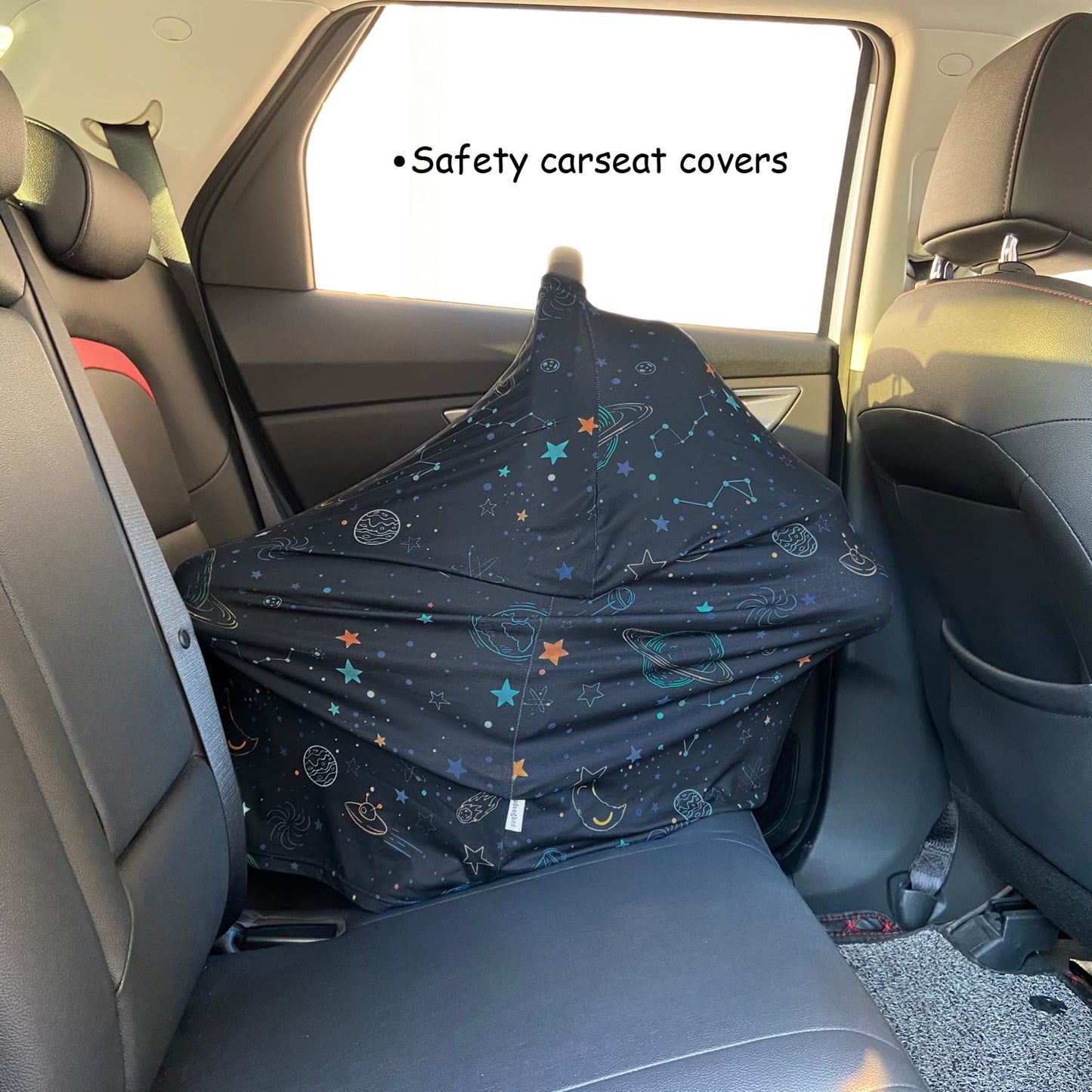Car Seat Covers for Babies – Multi-use Breastfeeding Cover Carseat Canopy Cover, Infant Stroller Covers for Boys and Girls (Navy Blue Space)