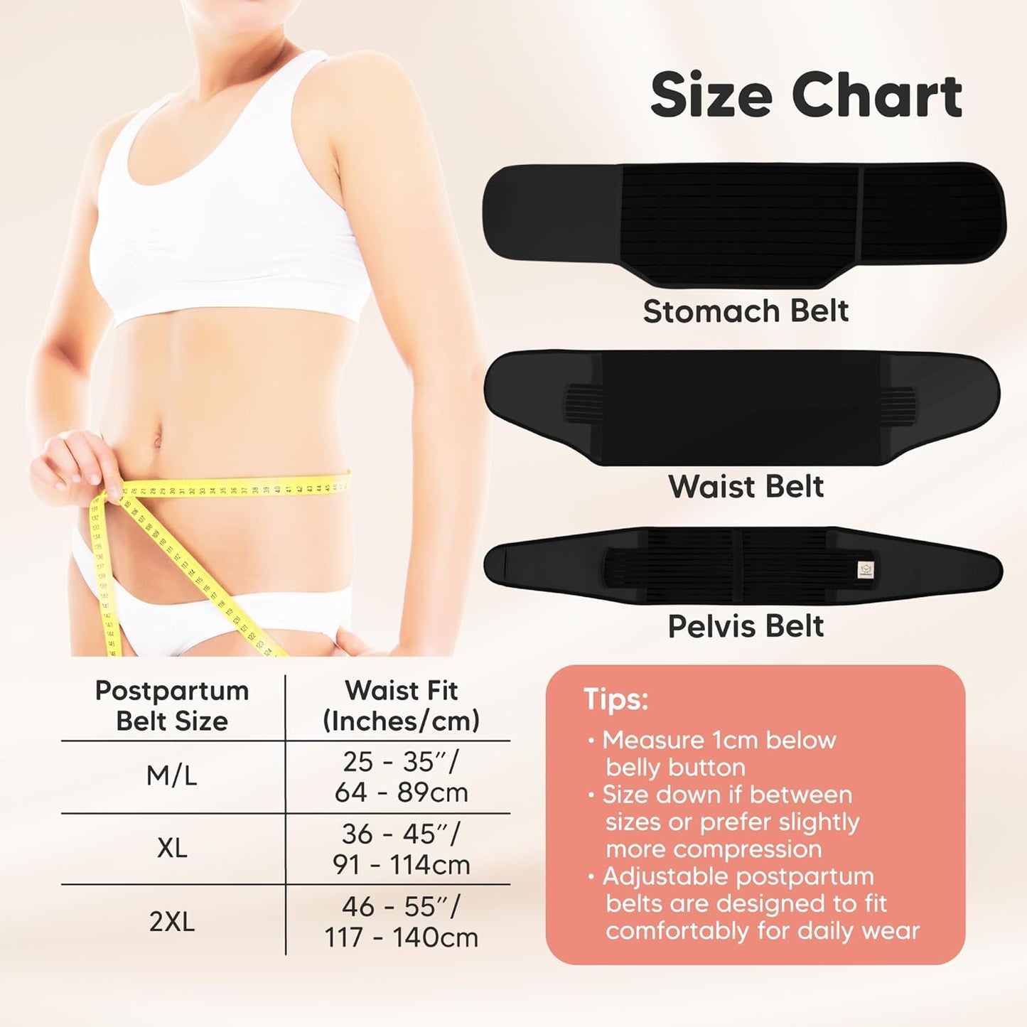 3 in 1 Postpartum Belly Support Recovery Wrap – Postpartum Belly Band, After Birth Brace, Slimming Girdles, Body Shaper Waist Shapewear, Post Surgery Pregnancy Belly Support Band (Midnight Black, XL)