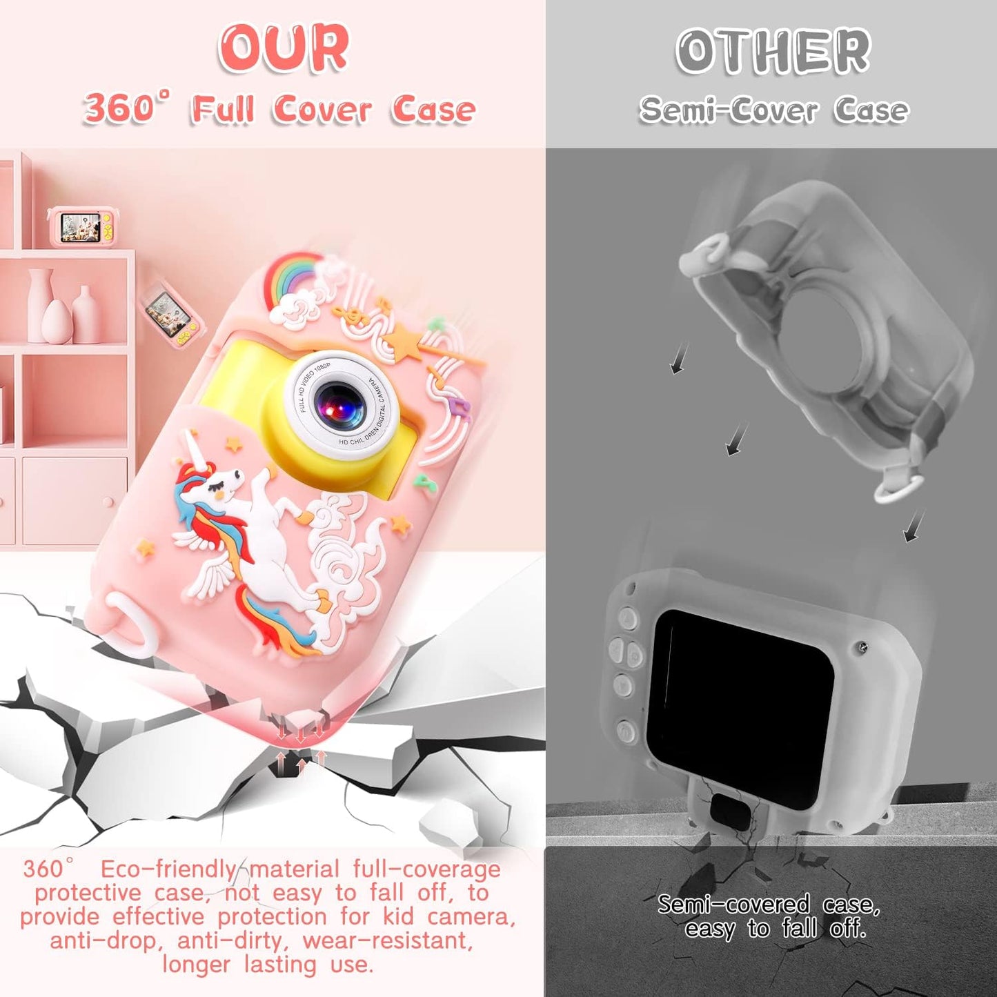 Kids Camera, Toddler Kid Digital Camera with 180°Flip Lens & 2.4in IPS Screen, Birthday Festival Gifts Present Toy for 4 5 6 7 8 9 10 11 Year Old Girls/Boys, 32 GB Card Included, X101