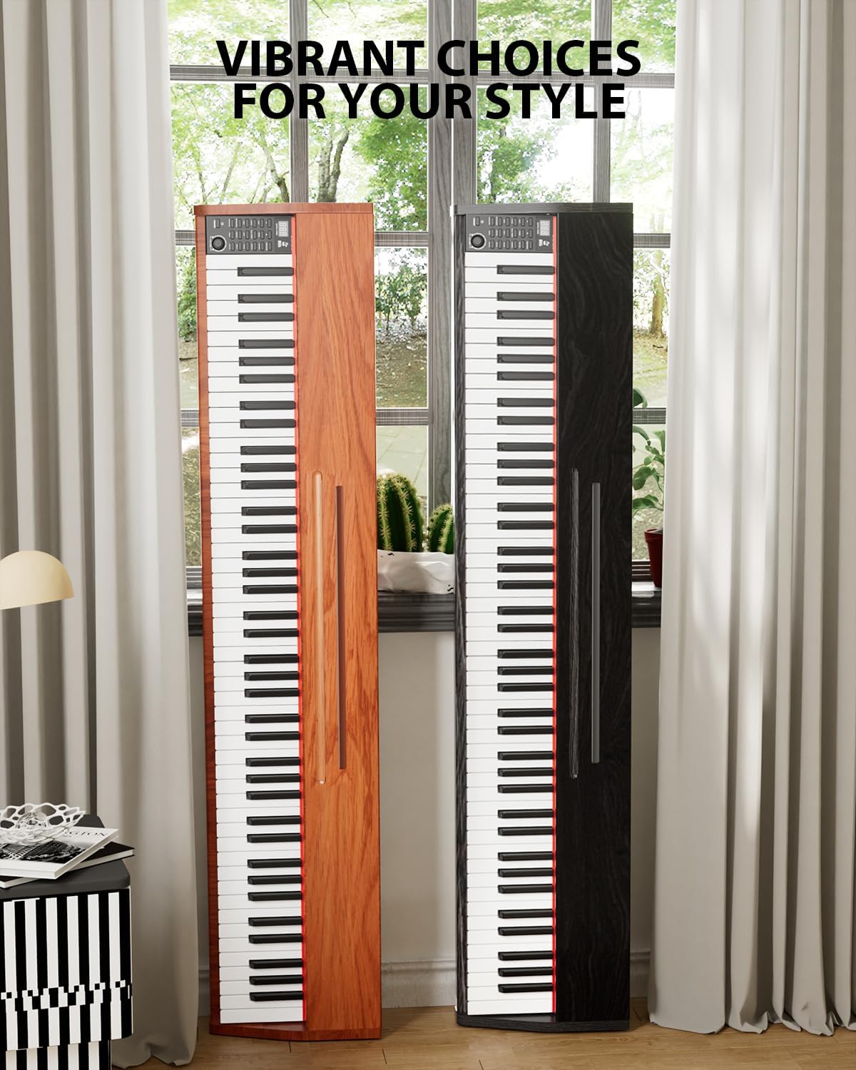 88 Key Digital Piano Keyboard for Beginners - Full Size Semi Weighted Wooden Electric Piano Set with Stand, Triple Pedal, Headphone,Carry Bag - Supports USB-MIDI Connecting (Wood Grain Black)