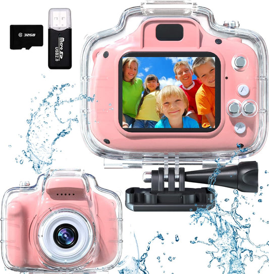 Kids Camera Underwater Waterproof Digital Camera for Kids 2 Inch IPS Screen 1080P HD Kids Video Action Camera for 3 4 5 6 7 8 9 10 Year Old Girls Boys Thanksgiving Christmas Birthday Gift