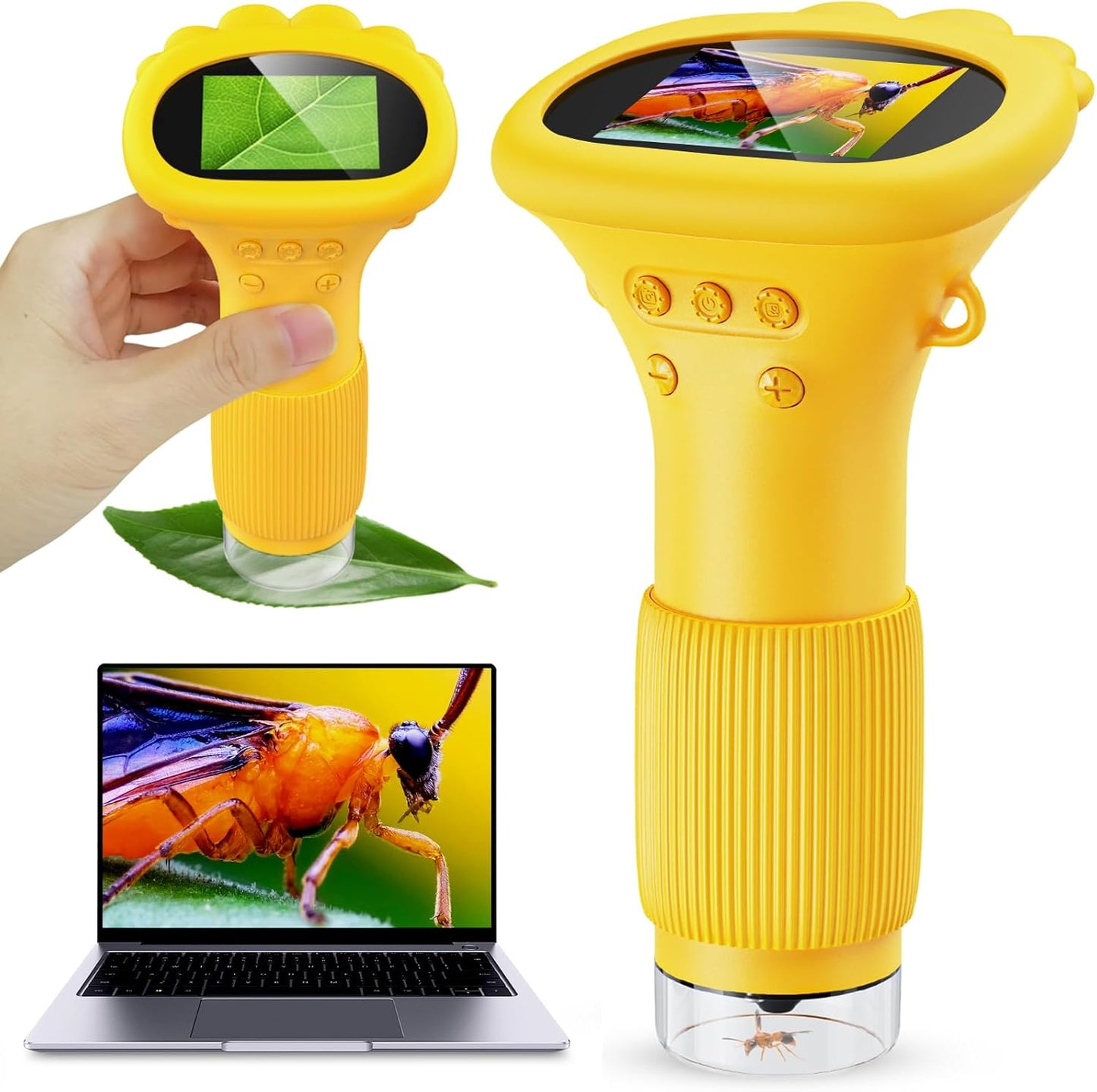 Kids Microscope - Ashfly 1000X Portable Microscope for Kids, Photo & Video Miniscope Pocket Microscope Gifts, 2'' Digital Screen Microscopes for 3-12 Age Years Old Boys Girls Toys