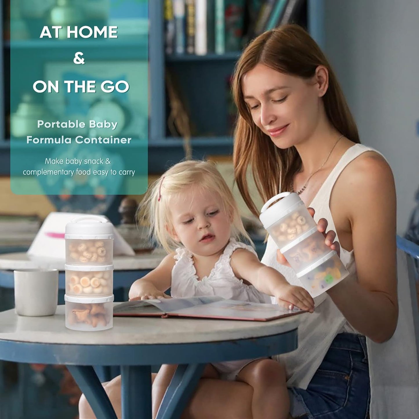 Termichy Stackable Formula Dispenser Portable Milk Powder Container, 2 Pack, White