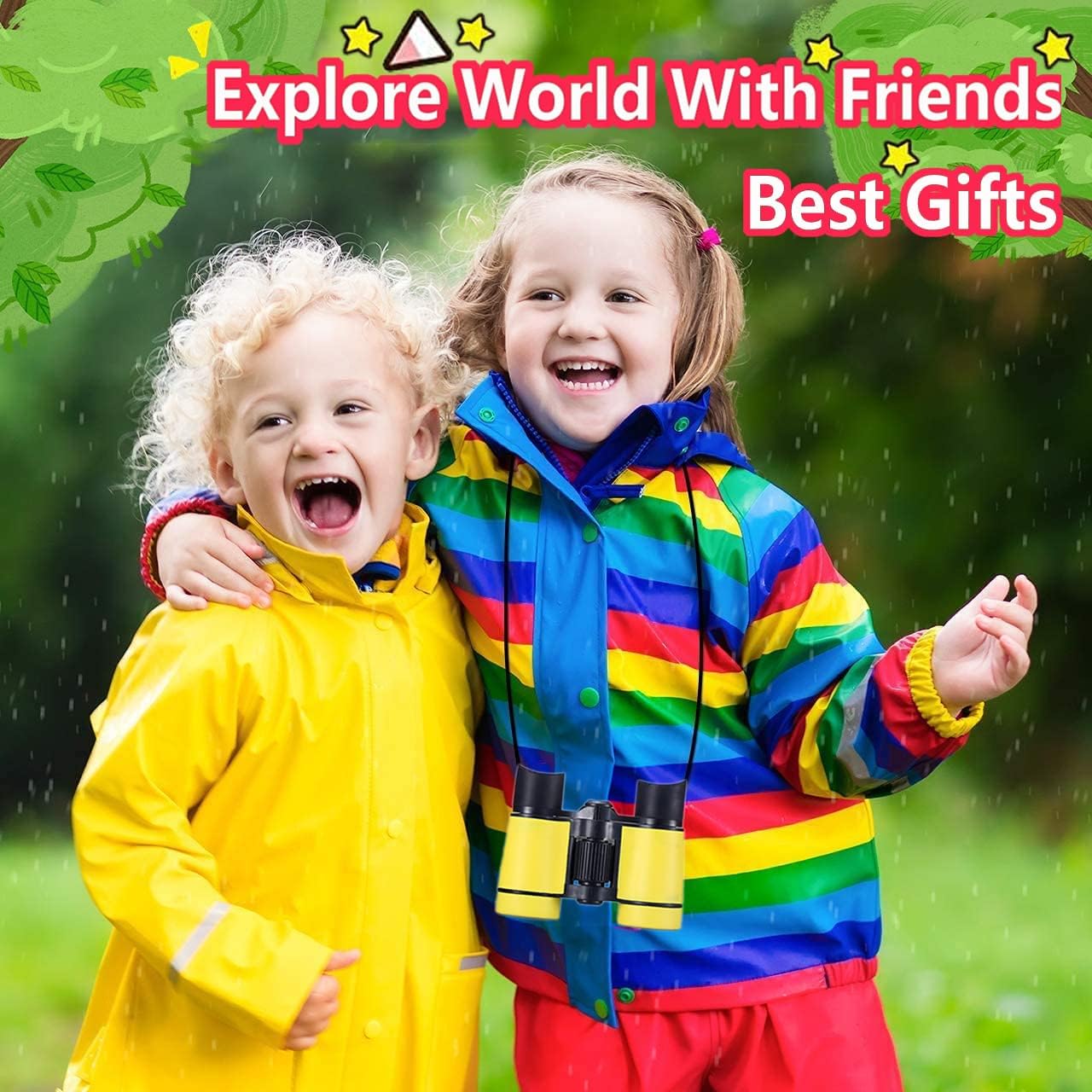 Kids Binoculars Best Gifts for 3-12 Years Boys Girls High-Resolution Optics Shockproof Mini Compact Binocuolar Toys Folding Small Telescope for Bird Watching Camping Outdoor Play