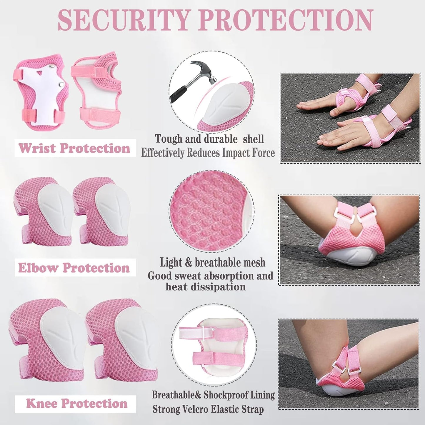 Kids Helmet,Toddler Skateboard Helmets for Ages 2-3-5-8-14 Years Boys Girls with Knee and Elbow Pads Wrist Guards fit Roller Skates,Skateboarding,Skating Scooter Adjustable Kids Helmet