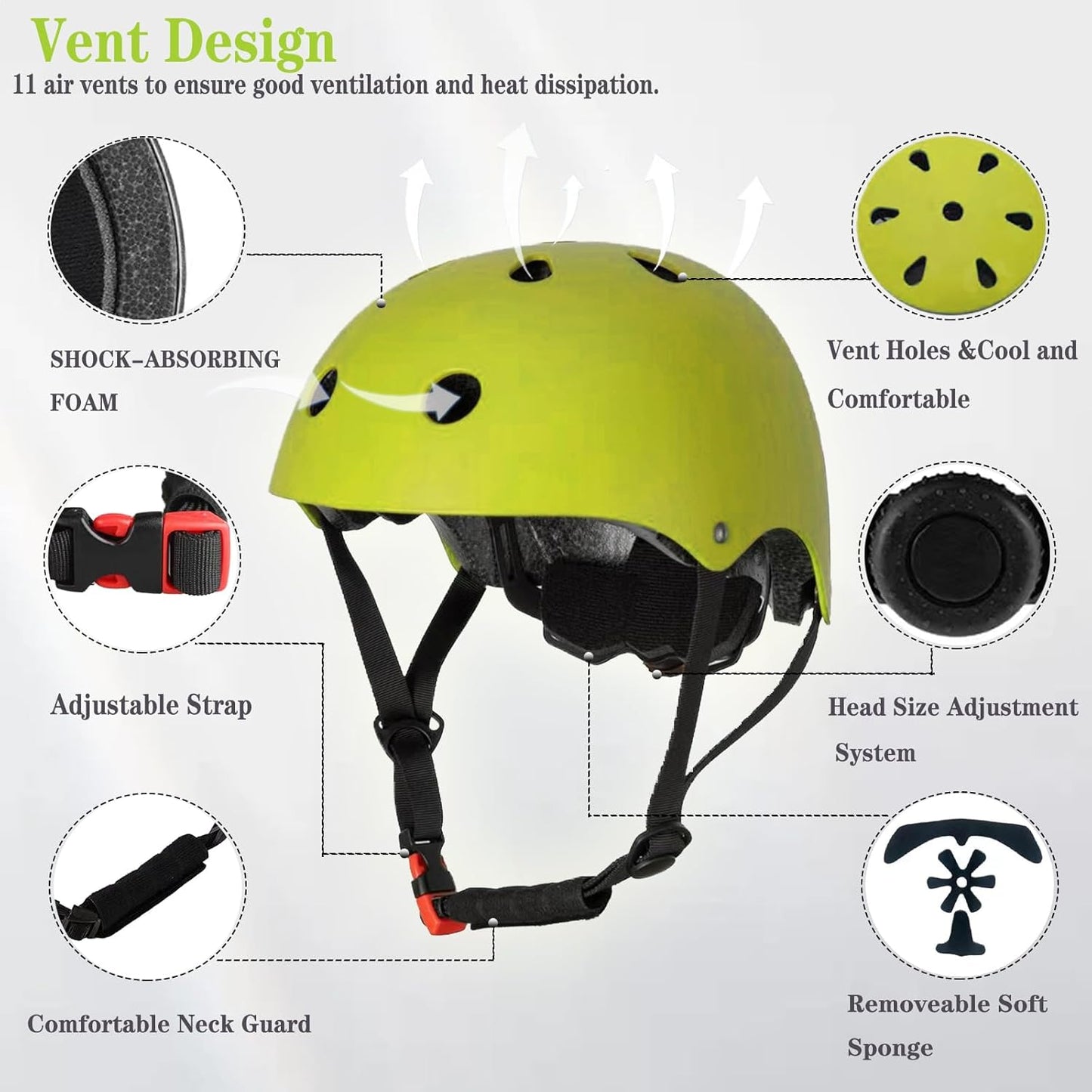 Kids Helmet,Toddler Skateboard Helmets for Ages 2-3-5-8-14 Years Boys Girls with Knee and Elbow Pads Wrist Guards fit Roller Skates,Skateboarding,Skating Scooter Adjustable Kids Helmet