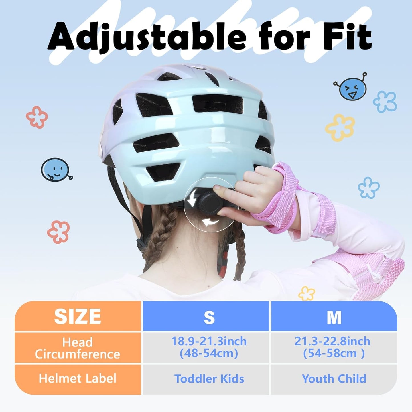 Kids Bike Helmet, 2 Size Adjustable for Youth Toddler Boys & Girls 3-5-8-10-12-14 Years, Child Helmets with Visor for Skating Cycling Scooter