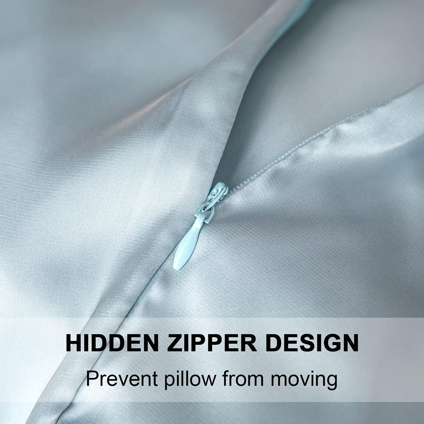 Mulberry Silk Pillowcase for Hair and Skin,Standard Size Cooling Silk Pillow Case with Hidden Zipper,Allergen Proof Dual Sides Soft Breathable Smooth Silk Pillow Cover for Women(King,Aqua Blue)