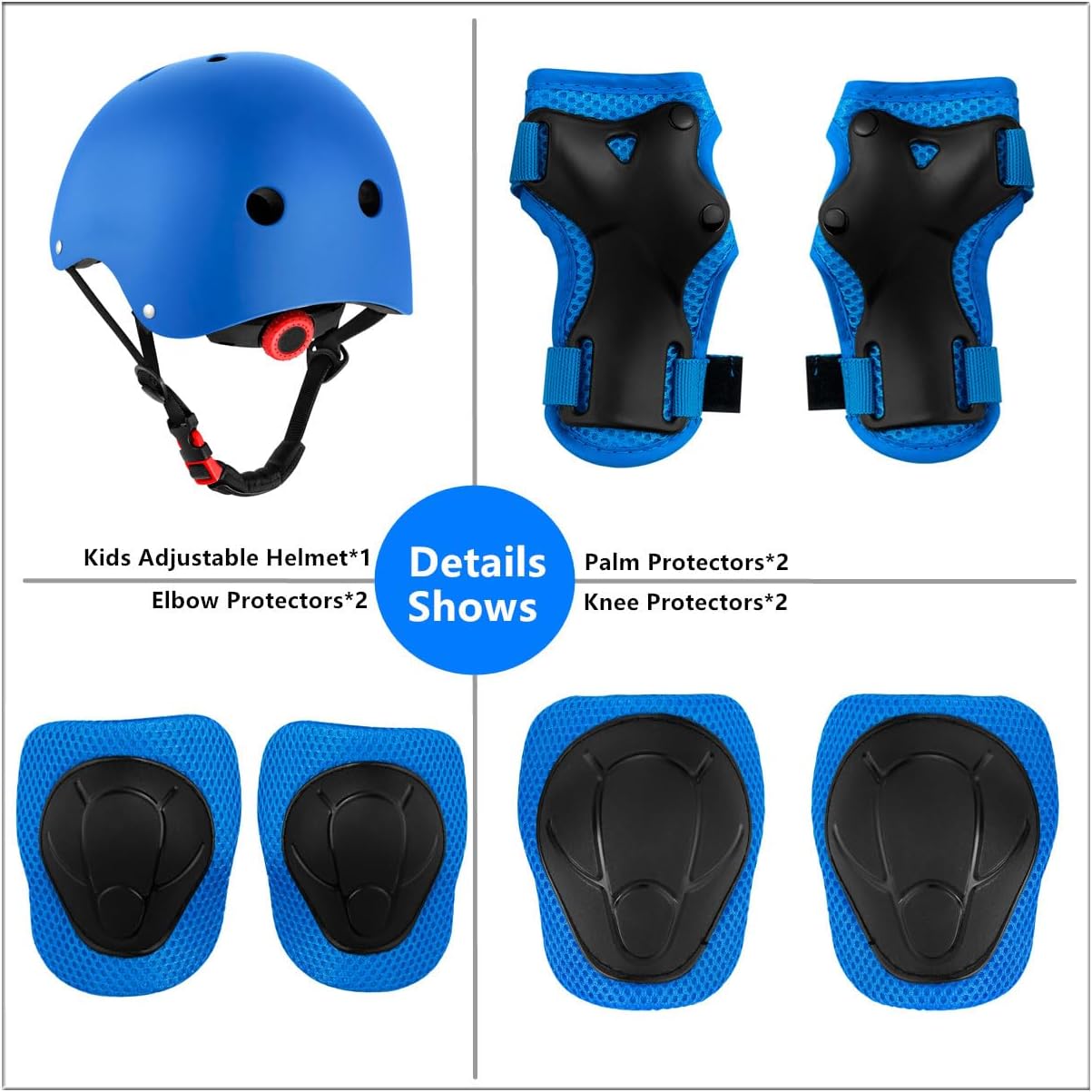 Kids Bike Helmet for Ages 2-14, Adjustable Safety Toddler Helmet with Protective Gear Set, Skateboard Scooter Helmets with Knee Elbow Pads Wrist Guards