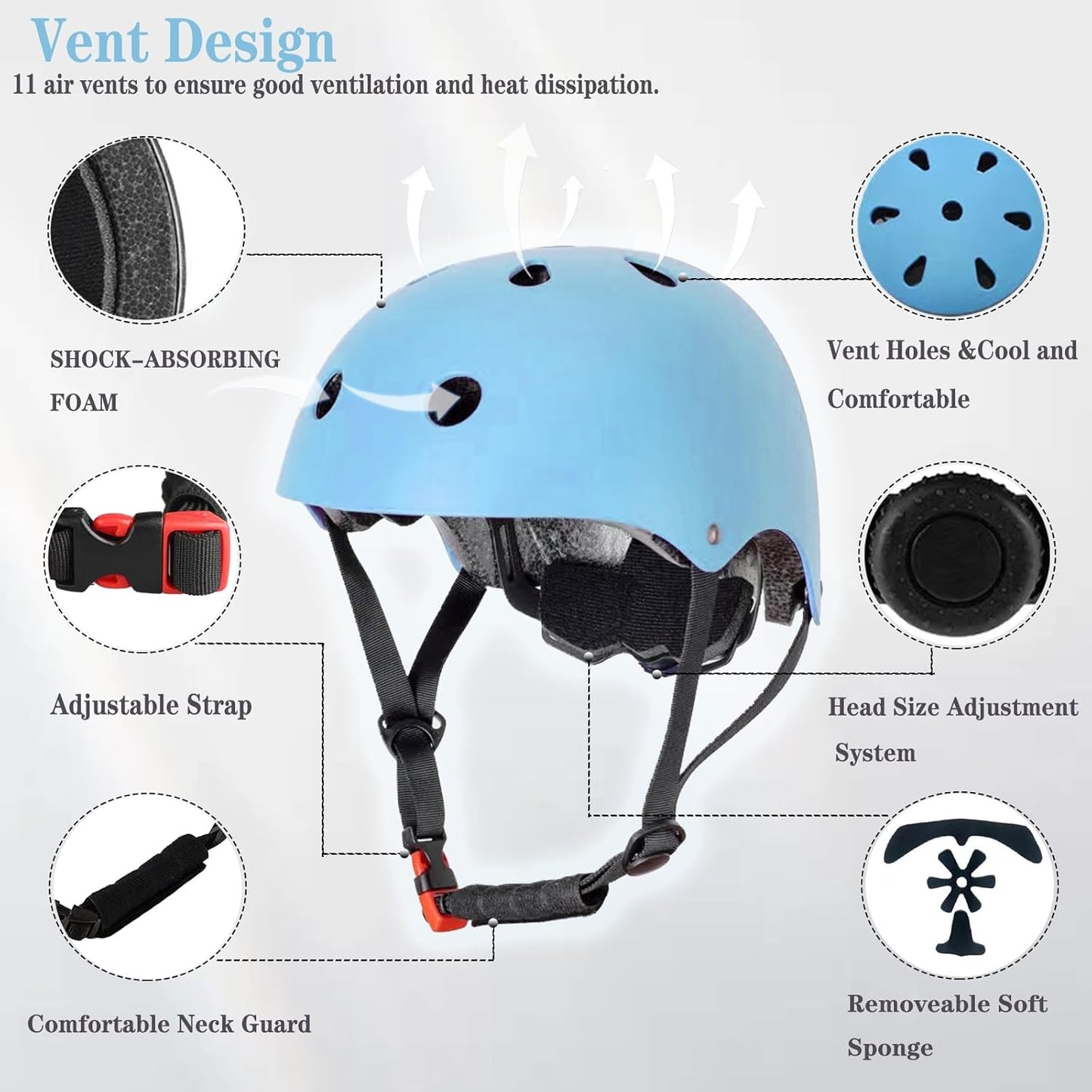 Kids Helmet,Toddler Skateboard Helmets for Ages 2-3-5-8-14 Years Boys Girls with Knee and Elbow Pads Wrist Guards fit Roller Skates,Skateboarding,Skating Scooter Adjustable Kids Helmet