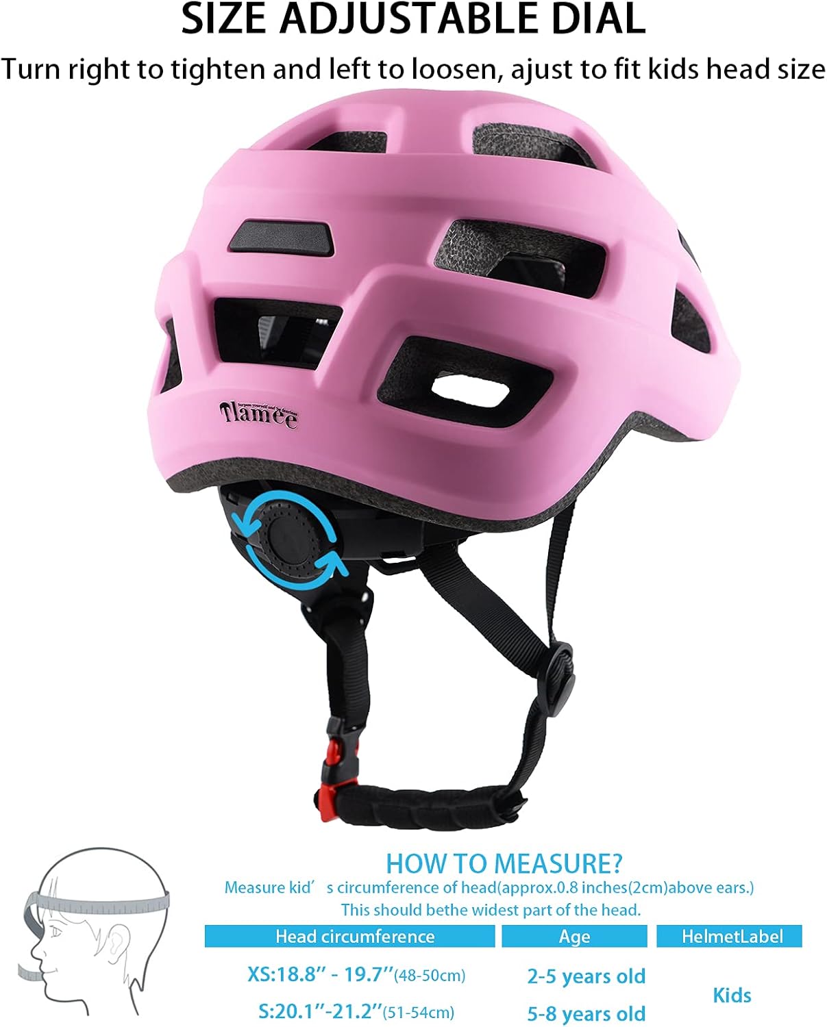 Kids Bike Helmet for Ages 1-8 Years, Adjustable Toddler Boys and Girls Helmets, Lightweight Child Infant Bicycle Cycling Scooter Sports Helmet 48-54cm