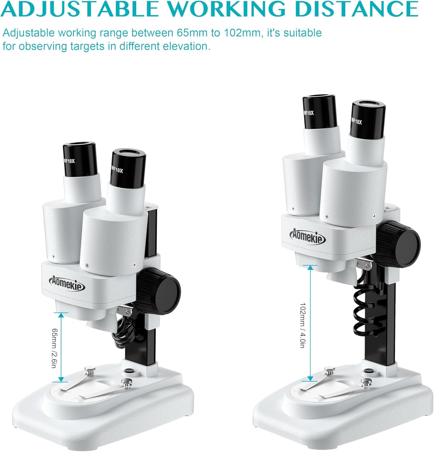 Aomekie® Microscope 20X 50X with 10Pcs Slides Insect Specimen Stereo Microscope with WF eyepieces LED Light Source Portable Stereoscope
