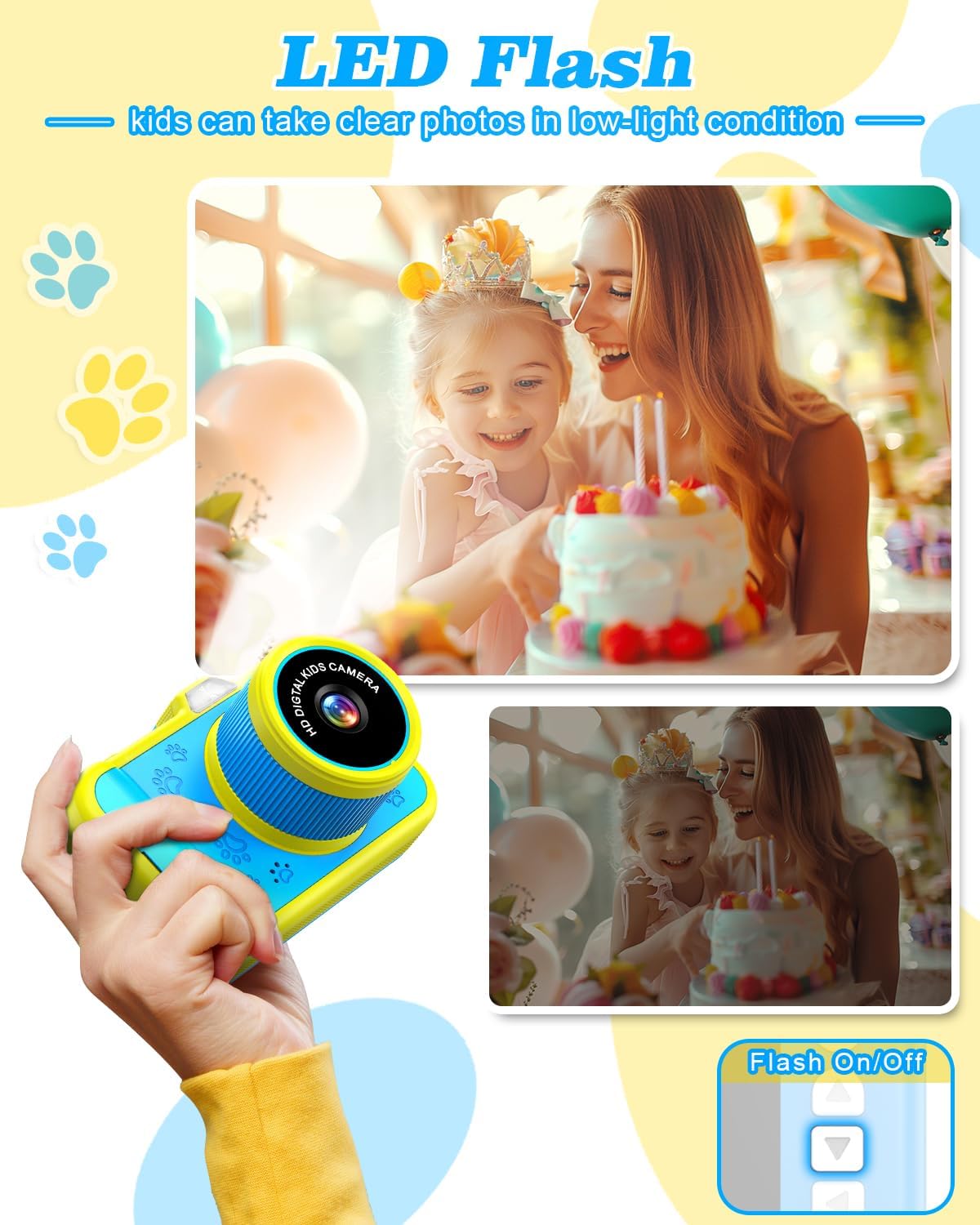 Kids Camera, 48MP 1080P Digital Camera for Kids with 3.5 Inch Big Screen, 10X Zoom, Selfie & Video, 32GB SD Card, 1200mAh Battery, Christmas Birthday Gifts for Boys Girls Ages 3-12 (Blue)