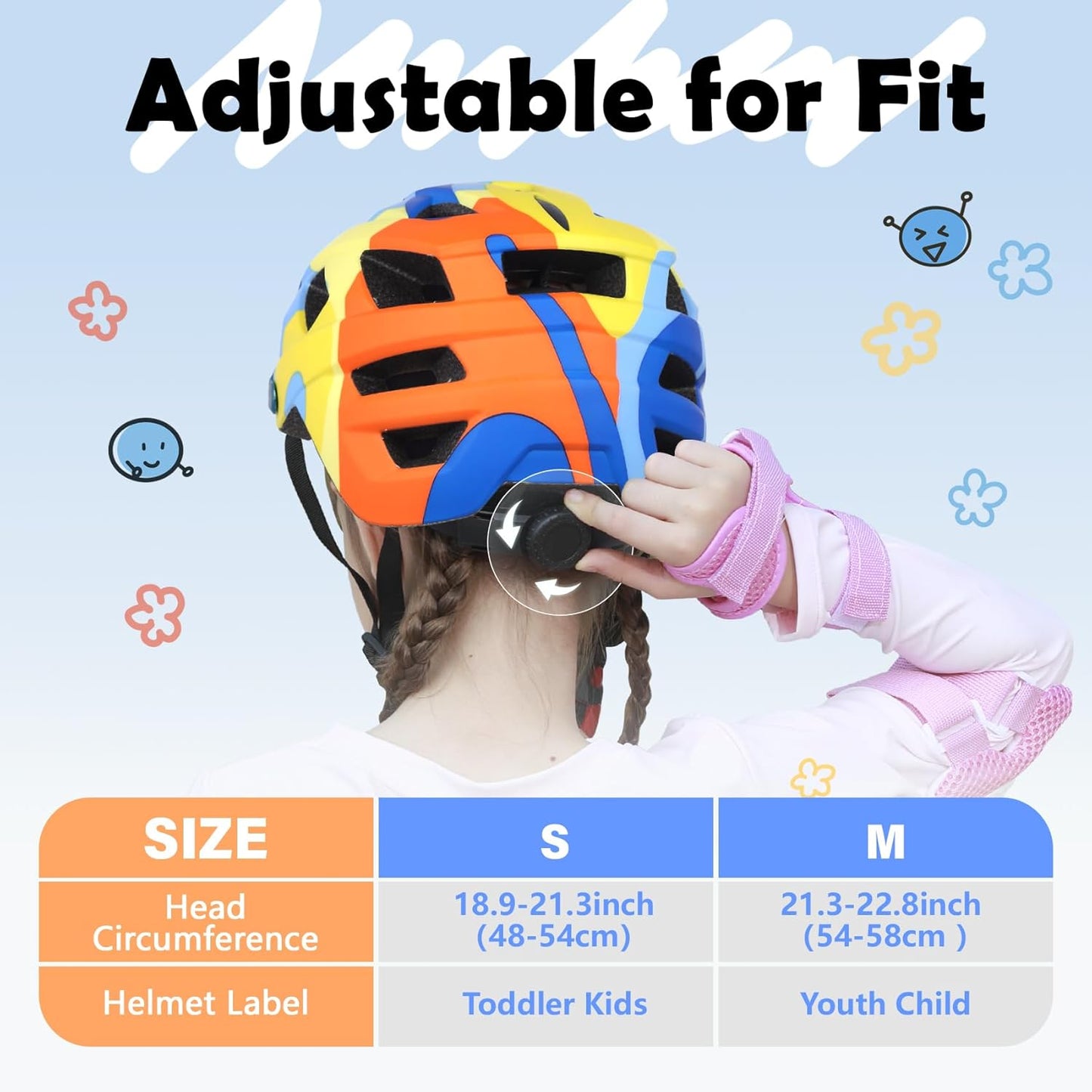 Kids Bike Helmet, 2 Size Adjustable for Youth Toddler Boys & Girls 3-5-8-10-12-14 Years, Child Helmets with Visor for Skating Cycling Scooter